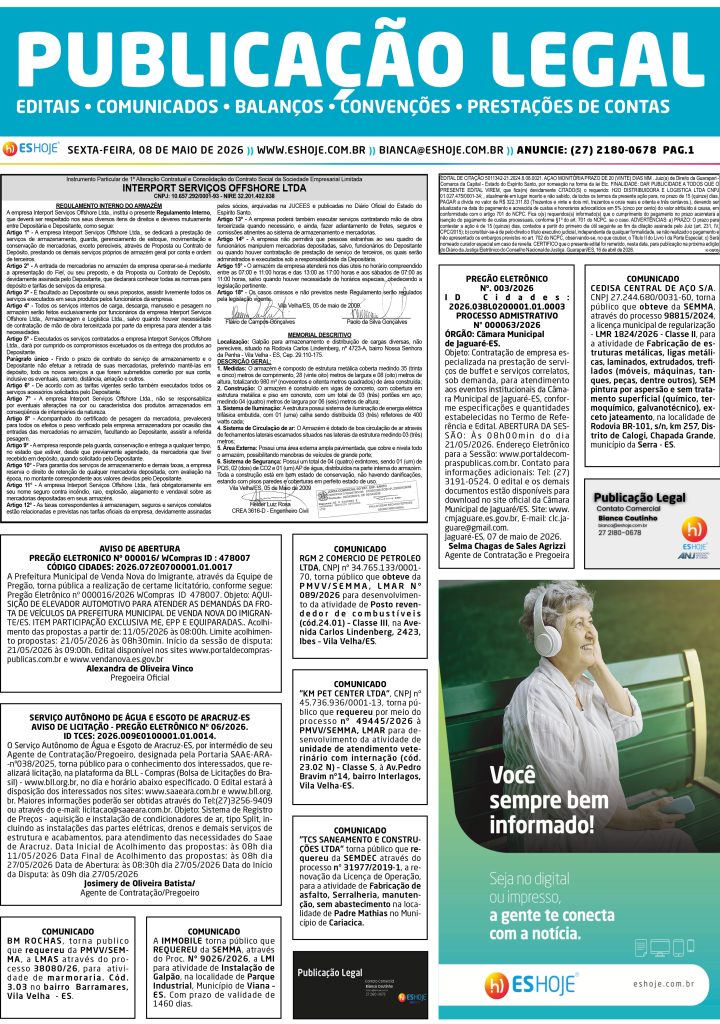 Publicação Legal 08/05/2026