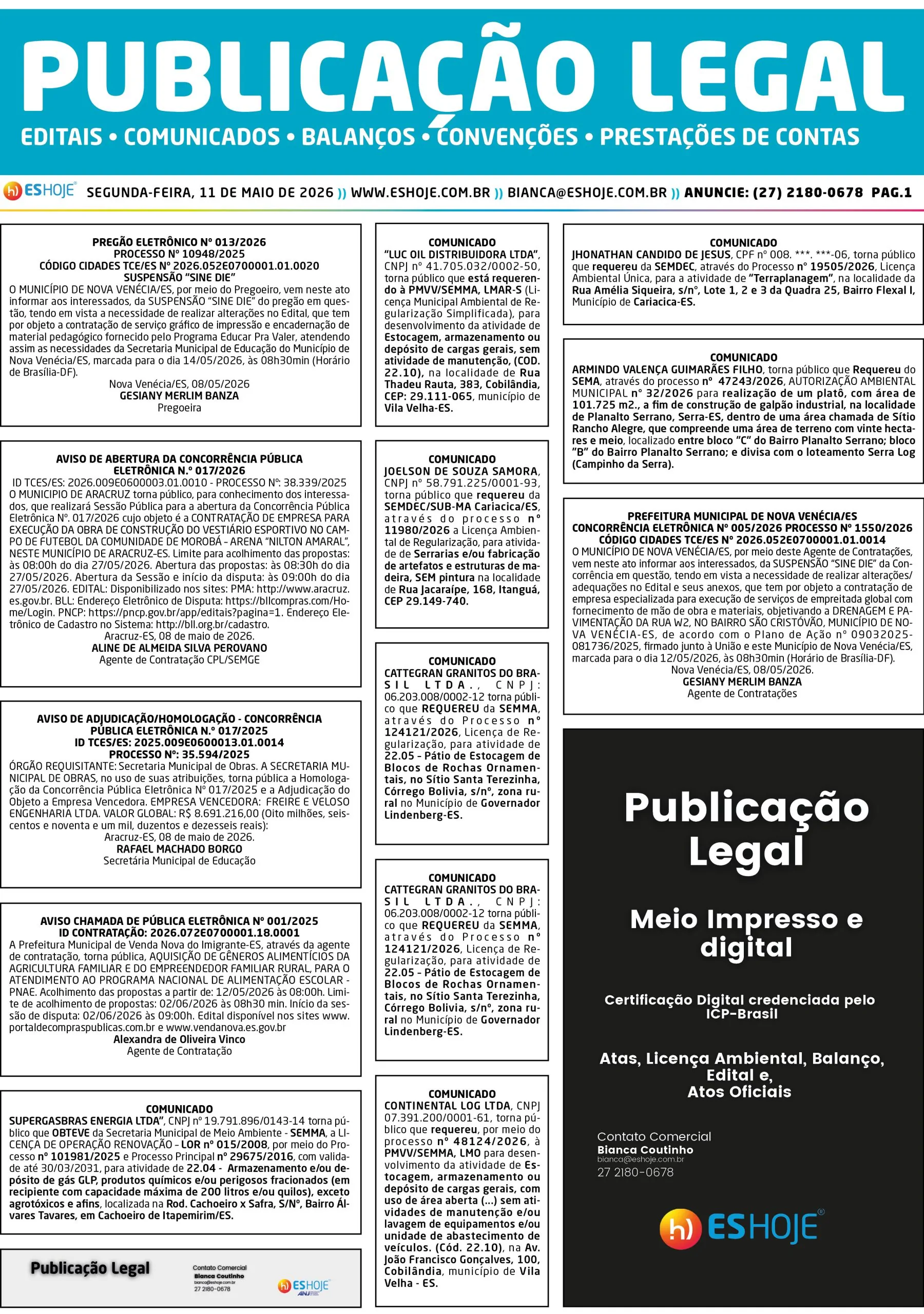 Publicação Legal 11/05/2026