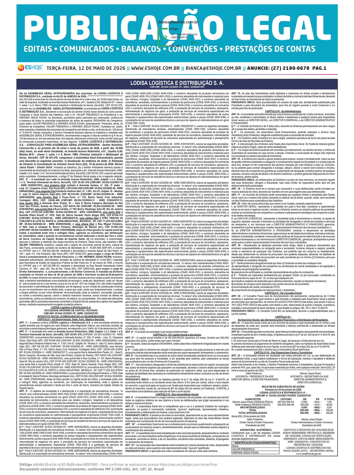Publicação Lega 12/05/2026