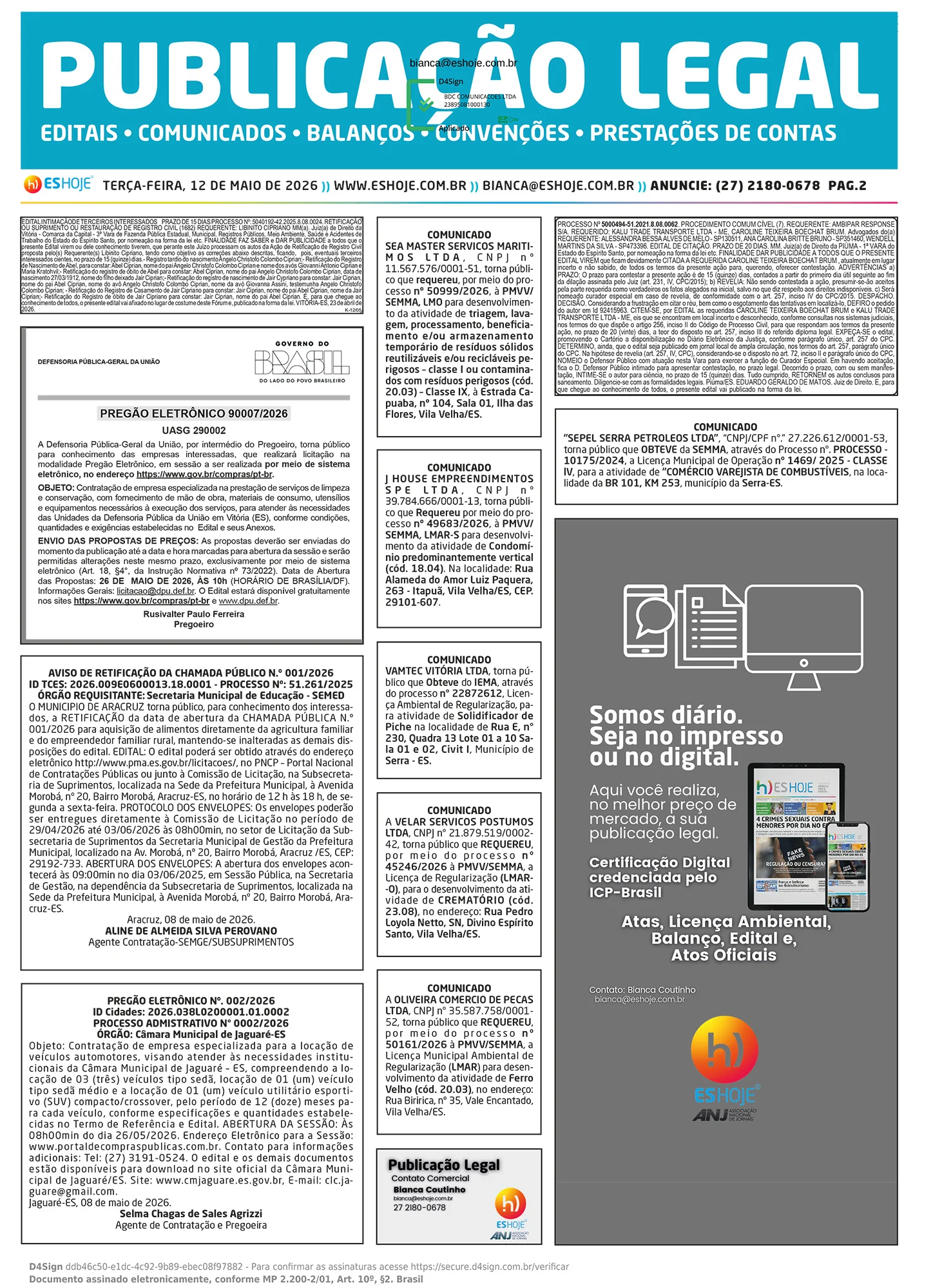 Publicação Lega 12/05/2026