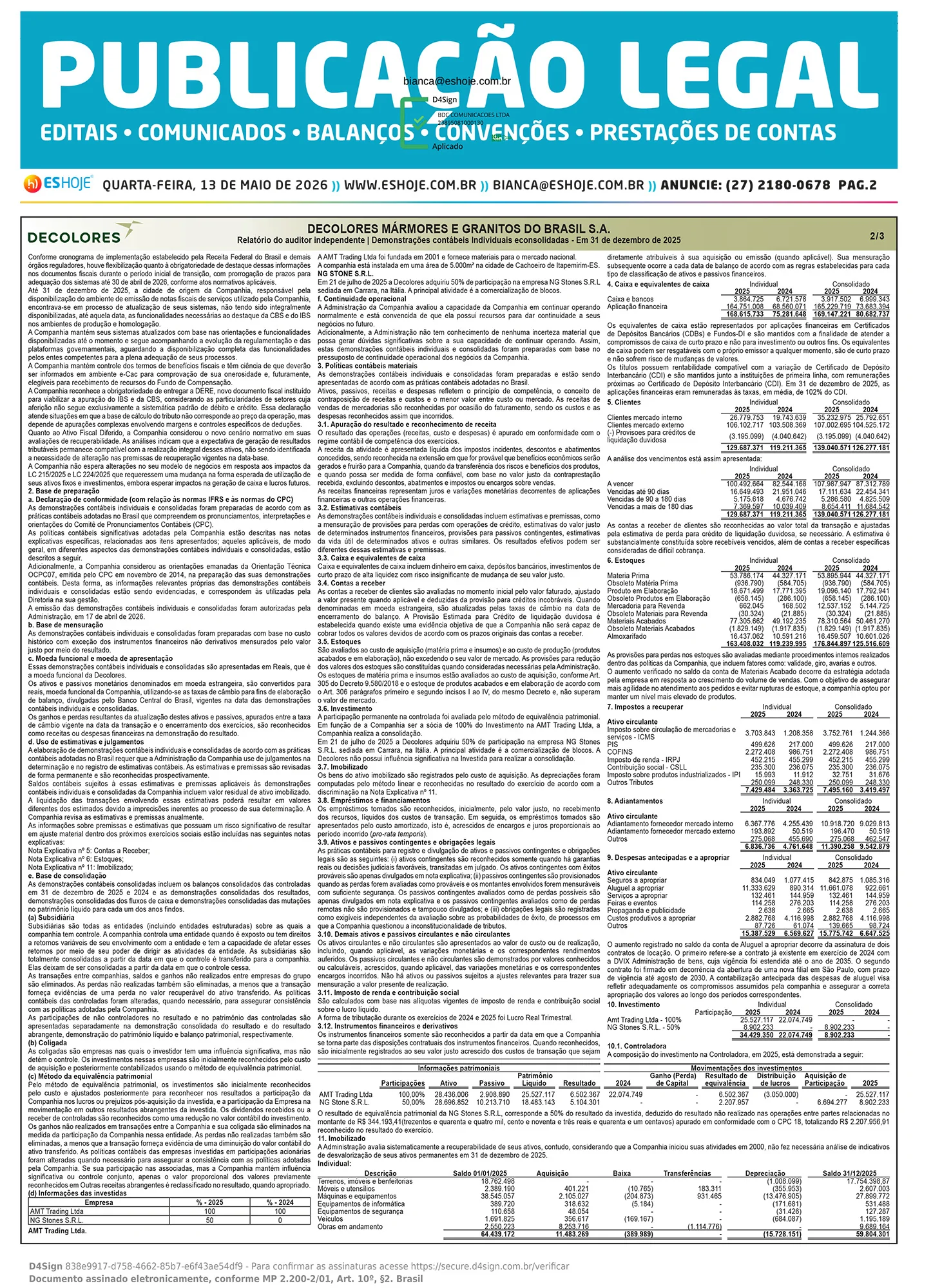 Publicação Legal 13/05/2026