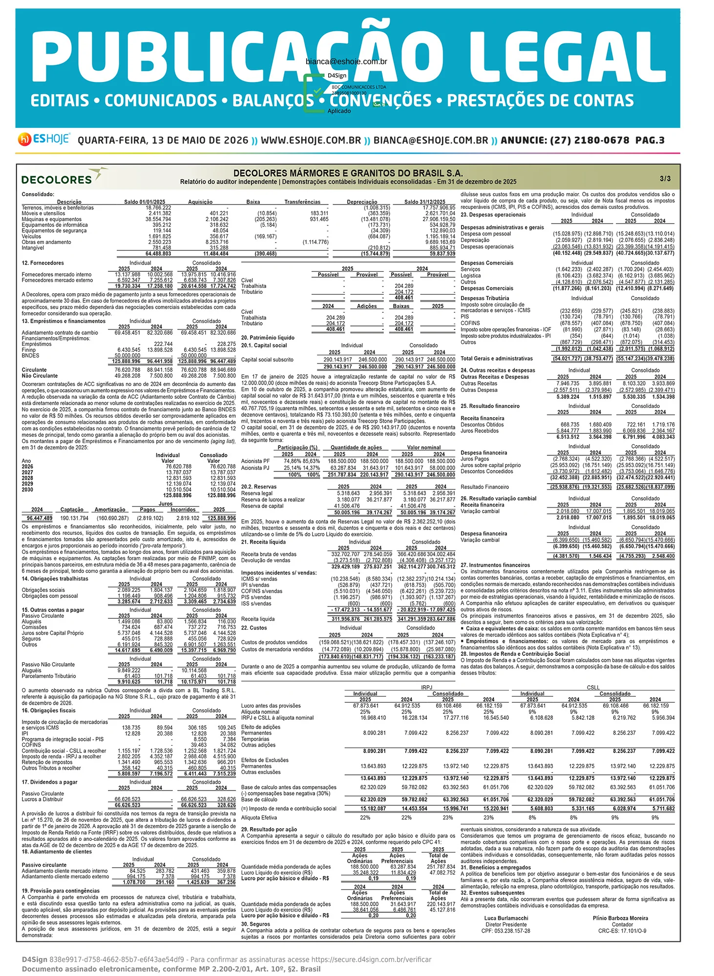 Publicação Legal 13/05/2026