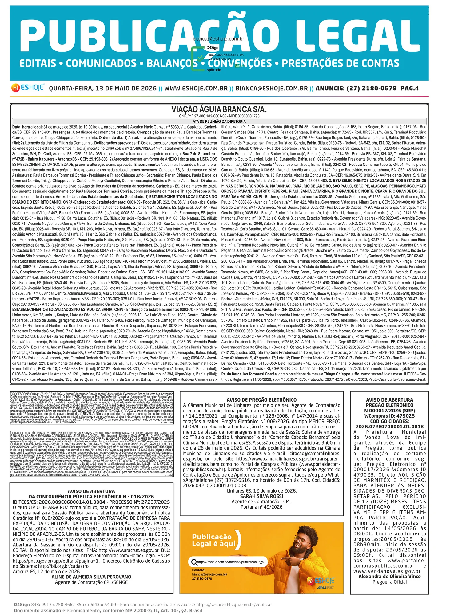 Publicação Legal 13/05/2026