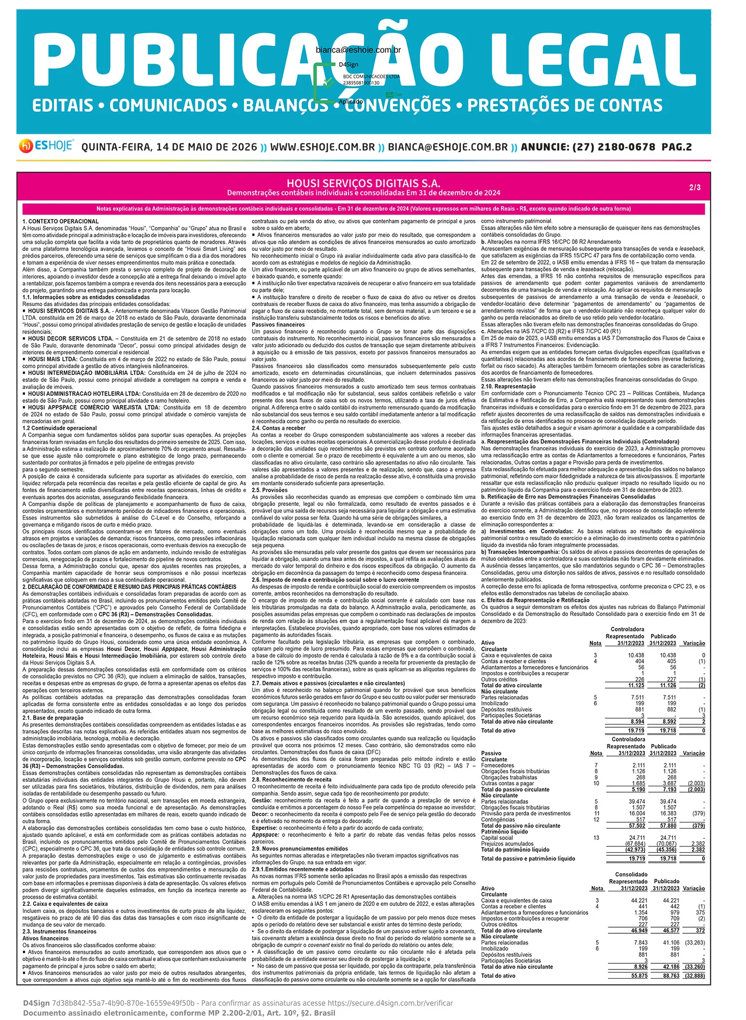 Publicação Legal 14/05/2026