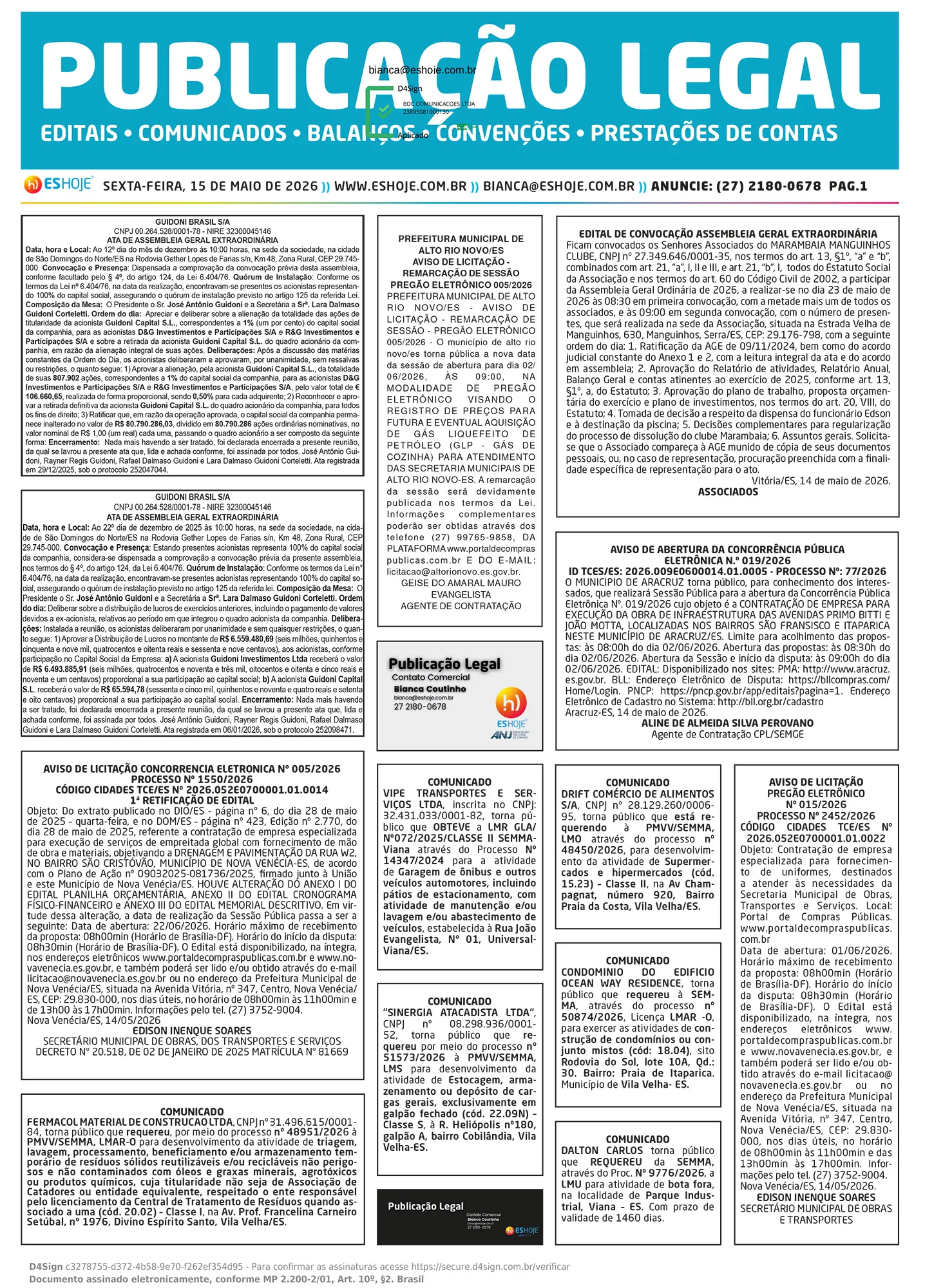 Publicação Legal 15/05/2026