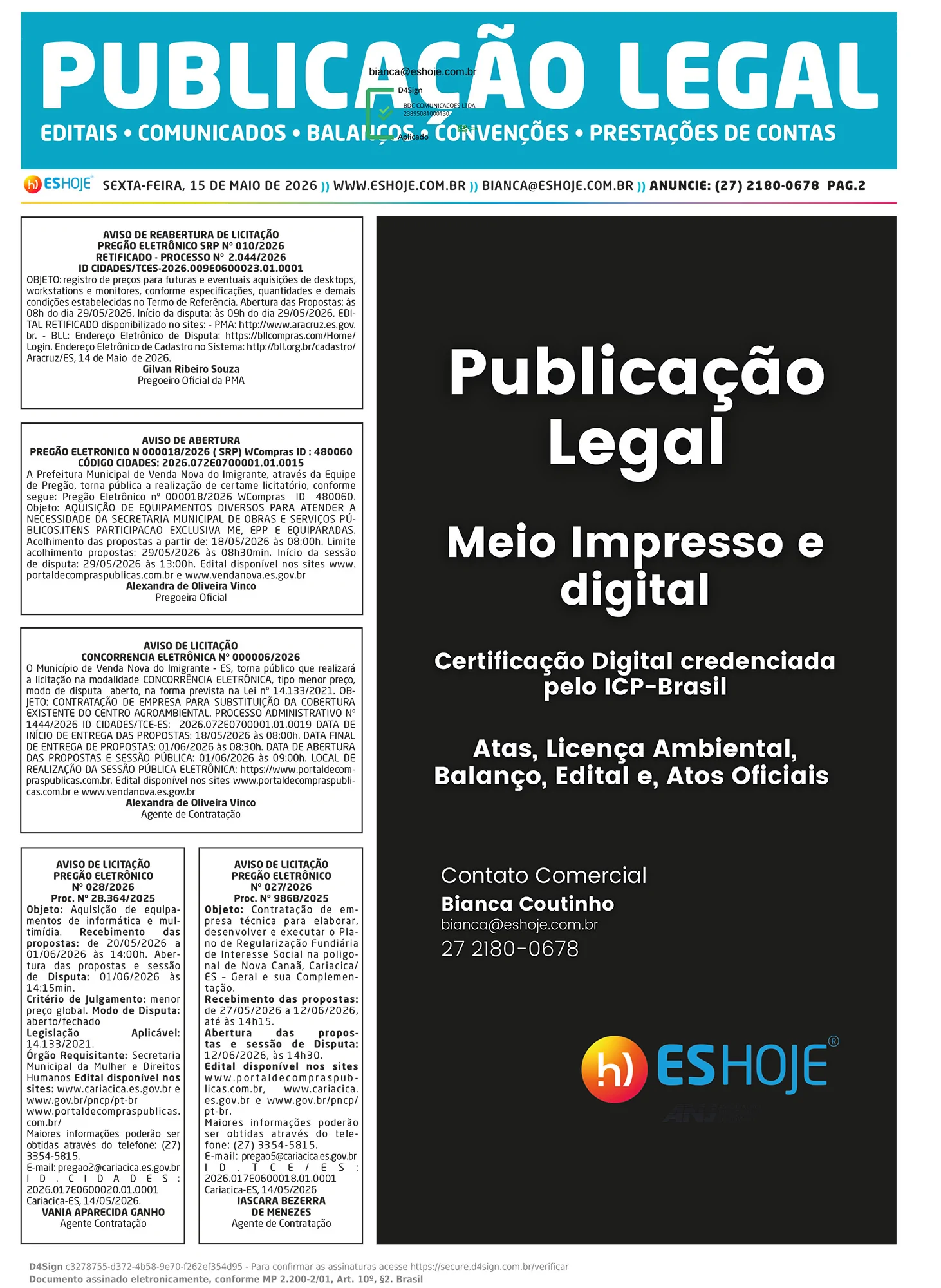 Publicação Legal 15/05/2026