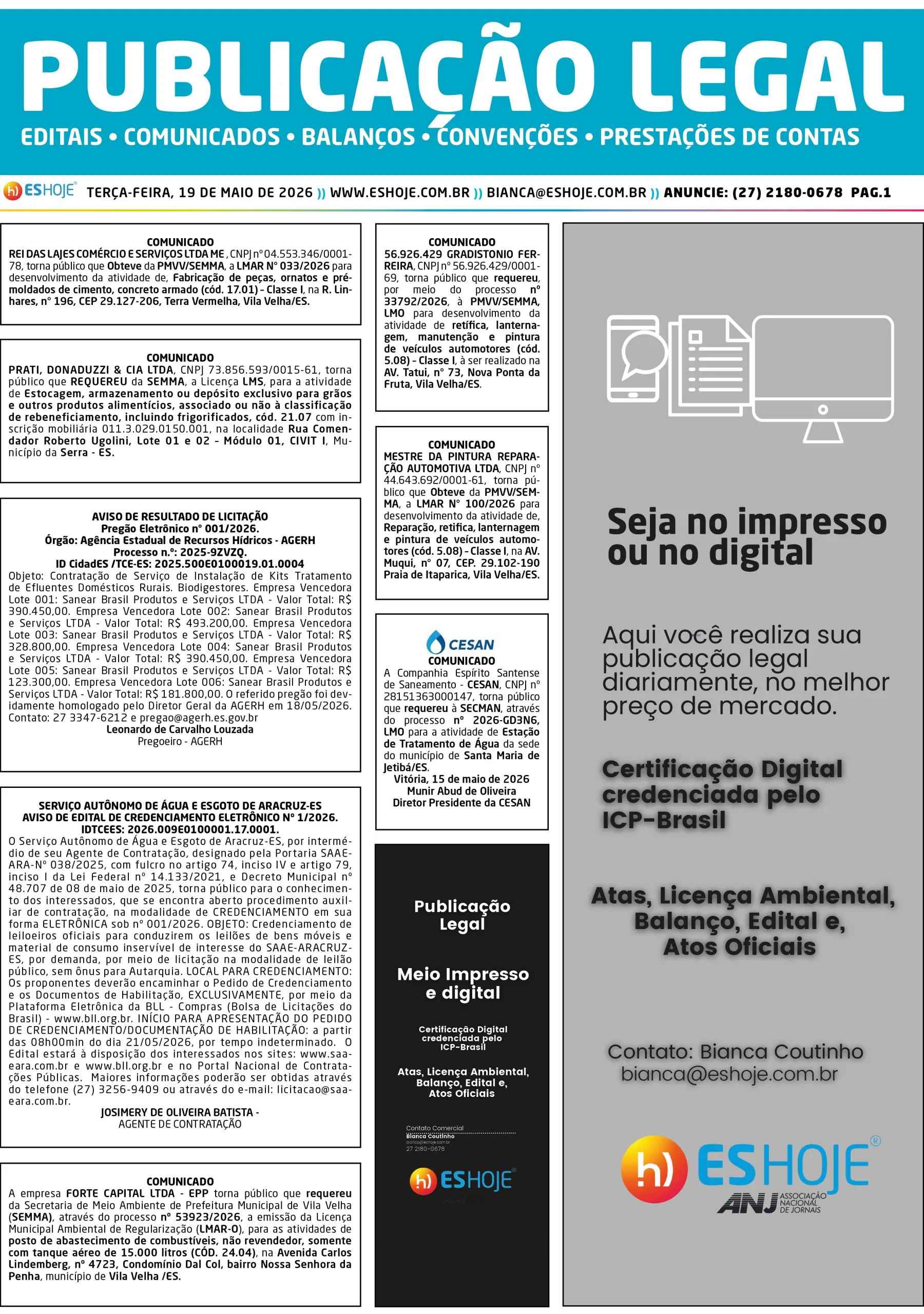Publicação Legal 19/05/2026