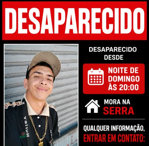 Jovem que estava há dias desaparecido é encontrado morto na Serra