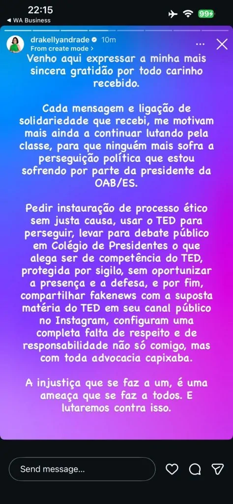 Guerra na OAB-ES: Erica Neves e Kelly Andrade rompem e reeditam crise histórica na advocacia