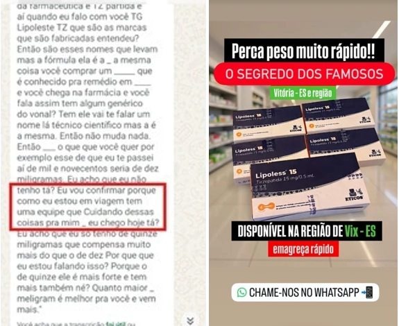 Prints mostram como agia o maior distribuidor de canetas emagrecedoras ilegais no ES
