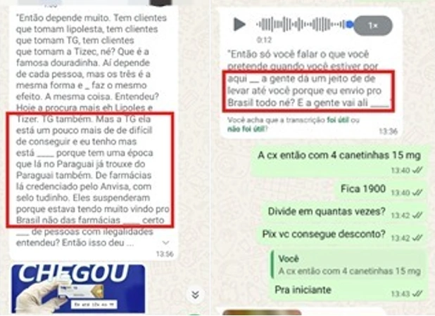 Prints mostram como agia o maior distribuidor de canetas emagrecedoras ilegais no ES