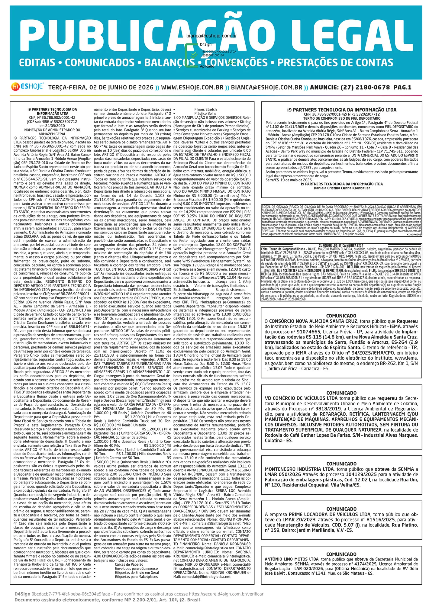 Publicação Legal 02/06/2026