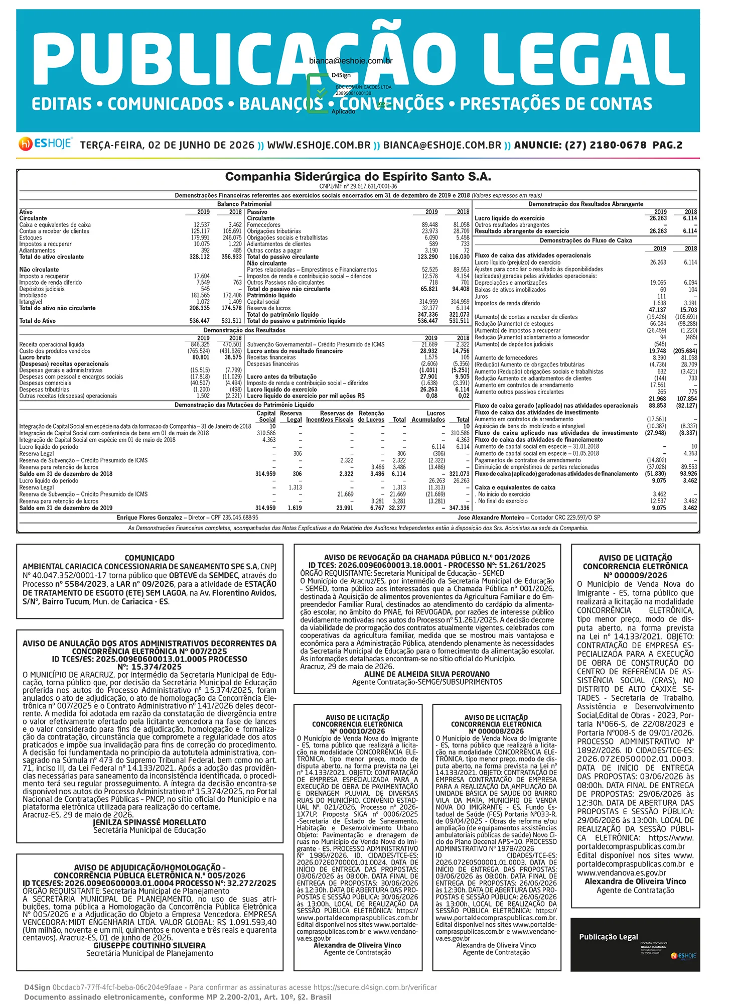 Publicação Legal 02/06/2026