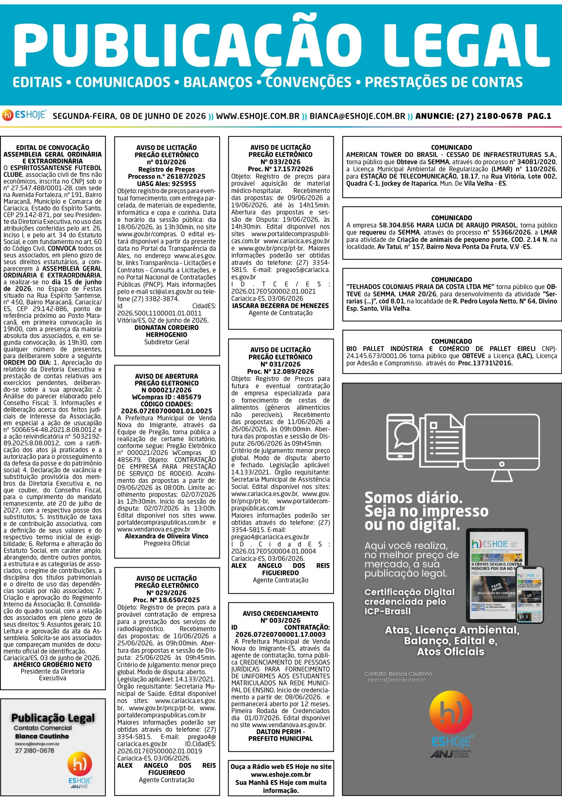 Publicação Legal 08/06/2026