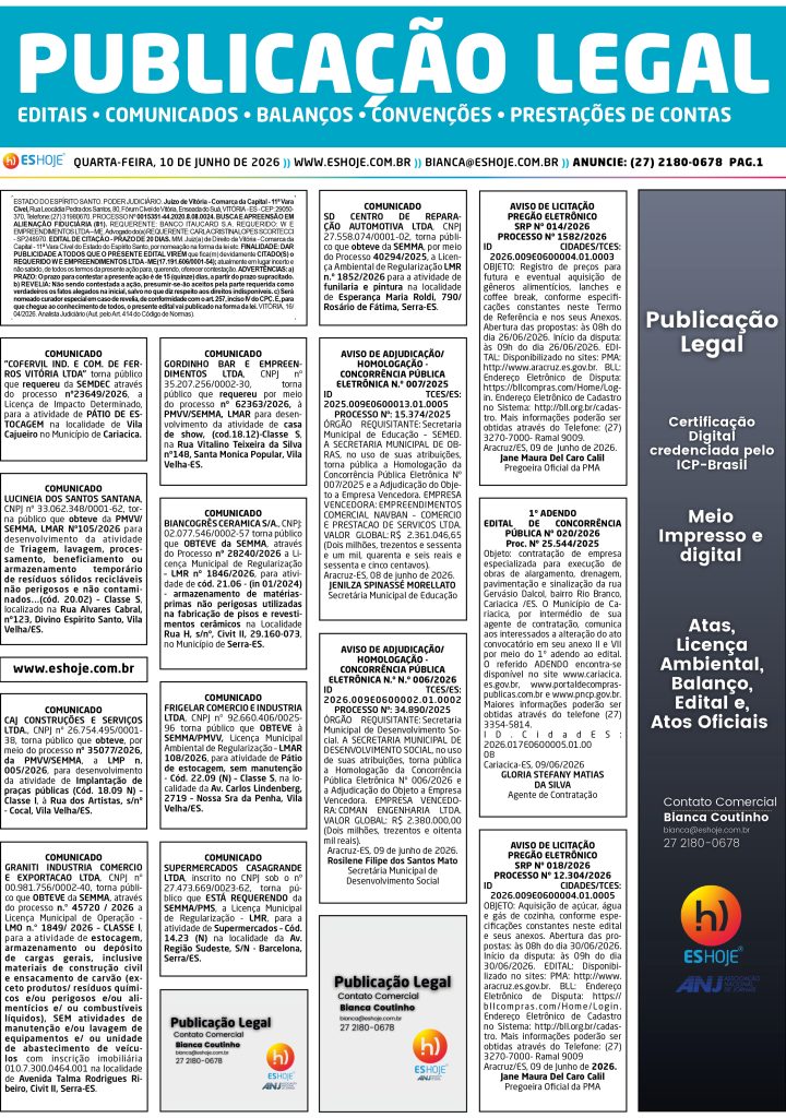 Publicação Legal 10/06/2026