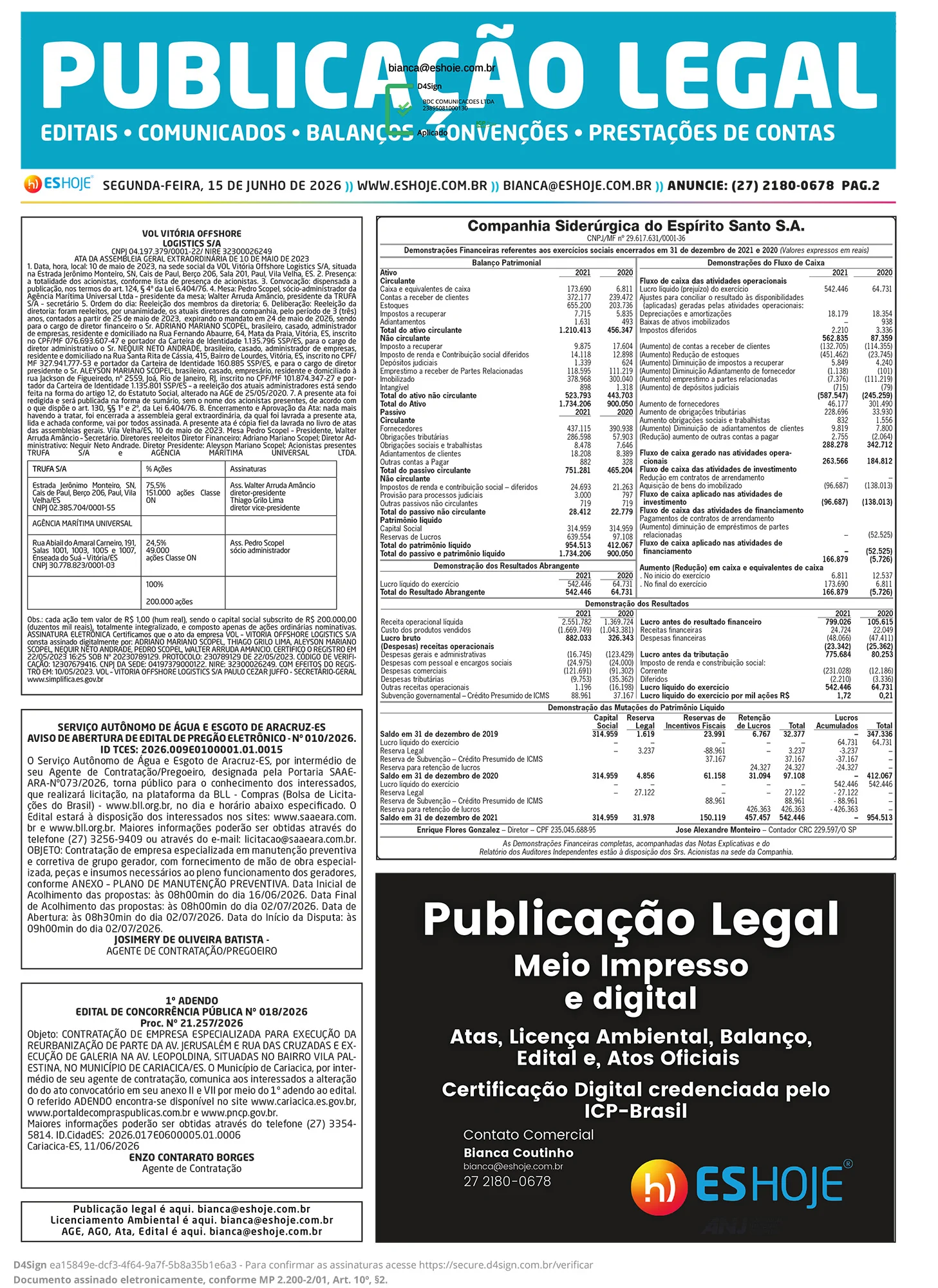 Publicação Legal 15/06/2026