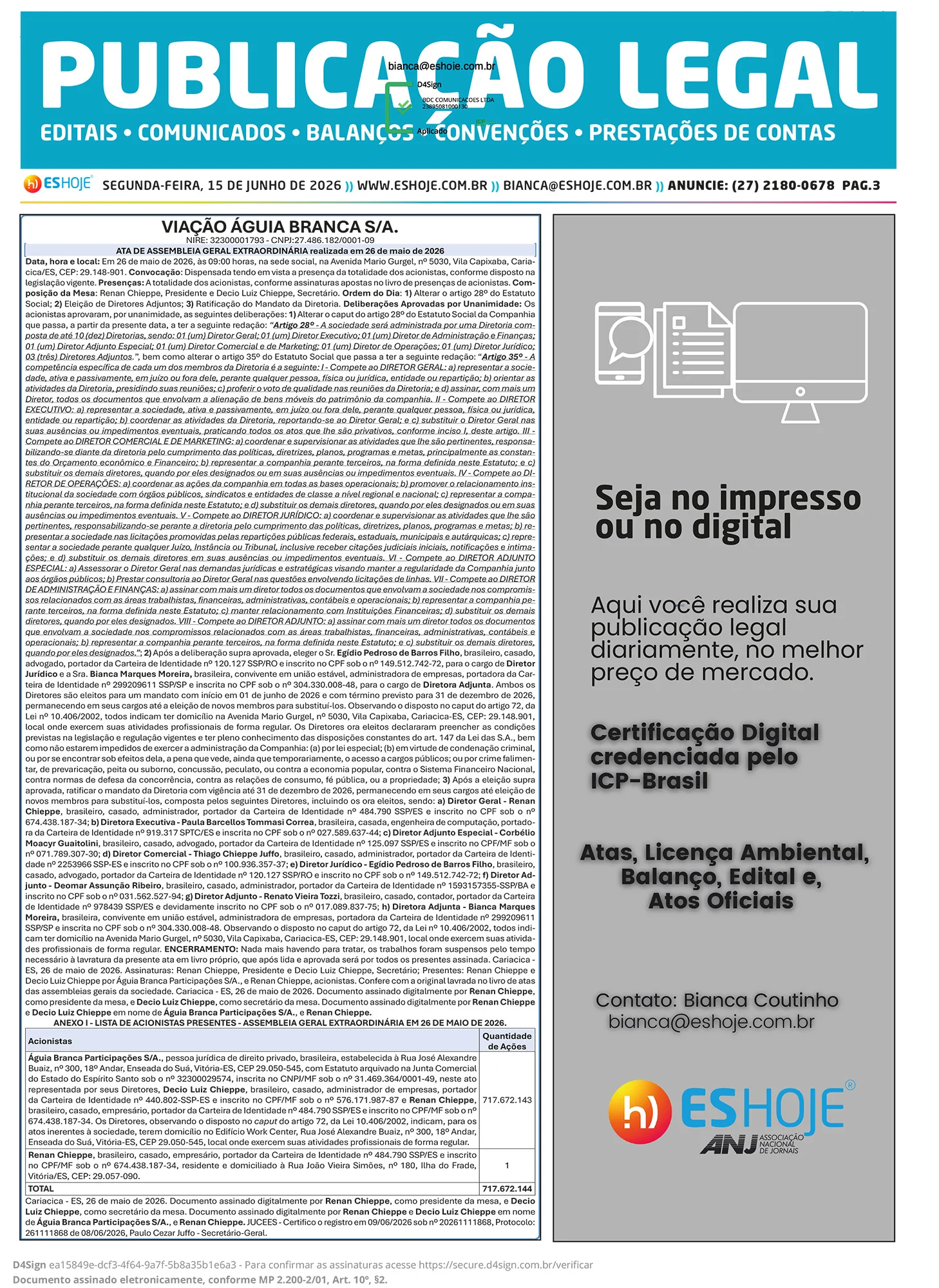 Publicação Legal 15/06/2026