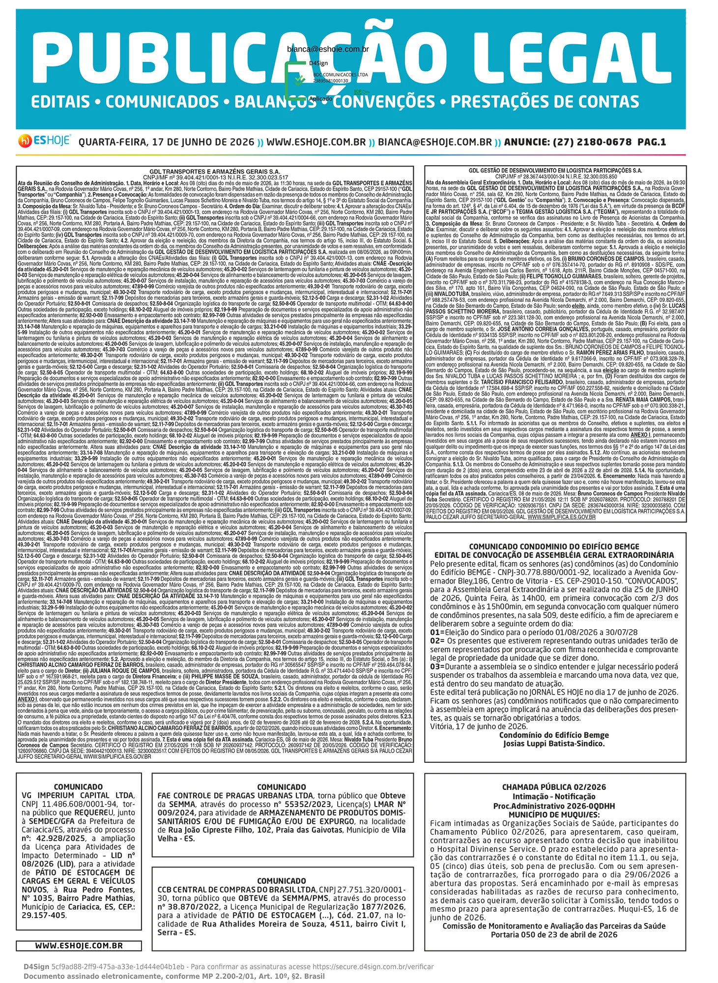 Publicação Legal 17/06/2026