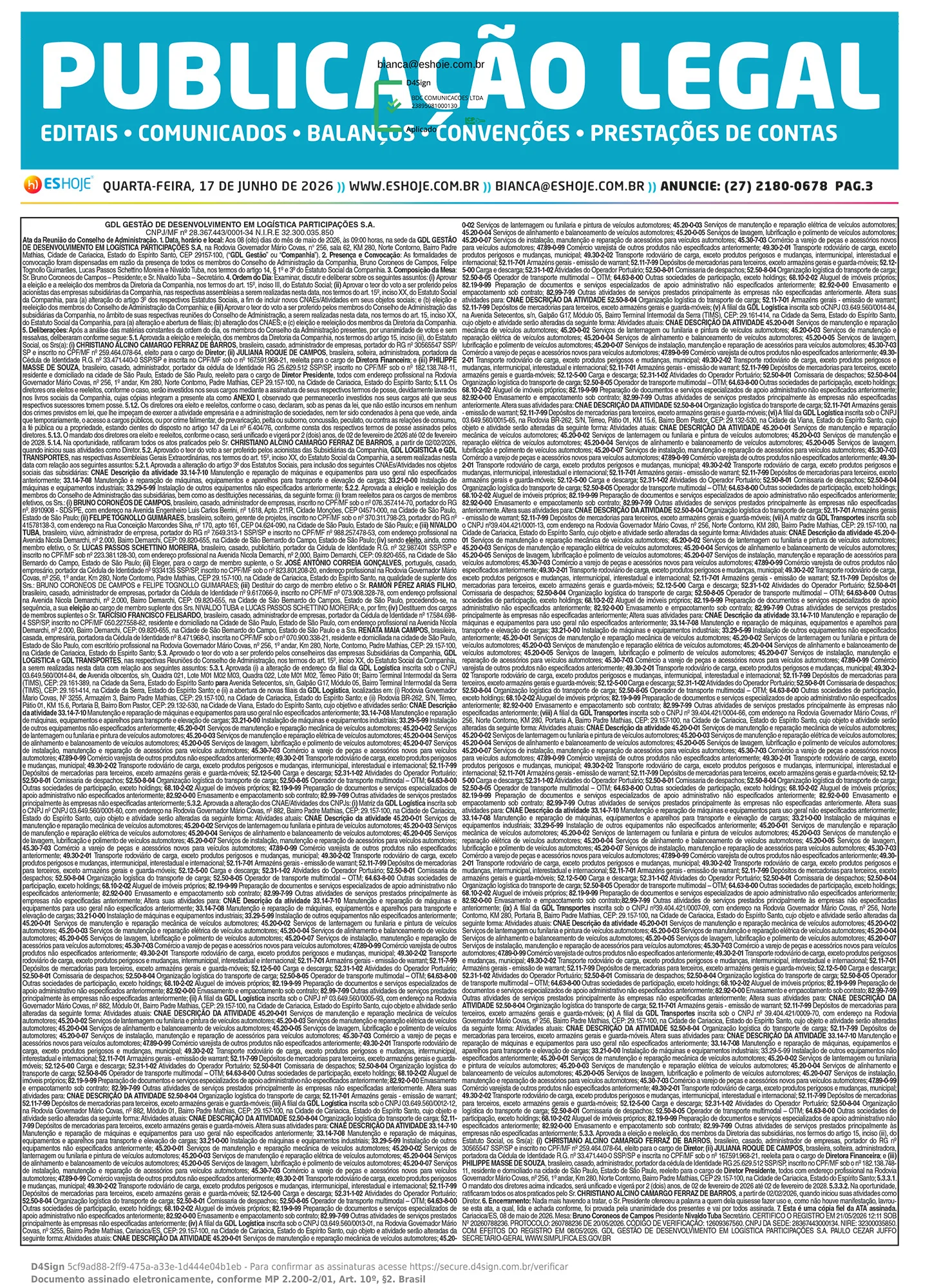 Publicação Legal 17/06/2026