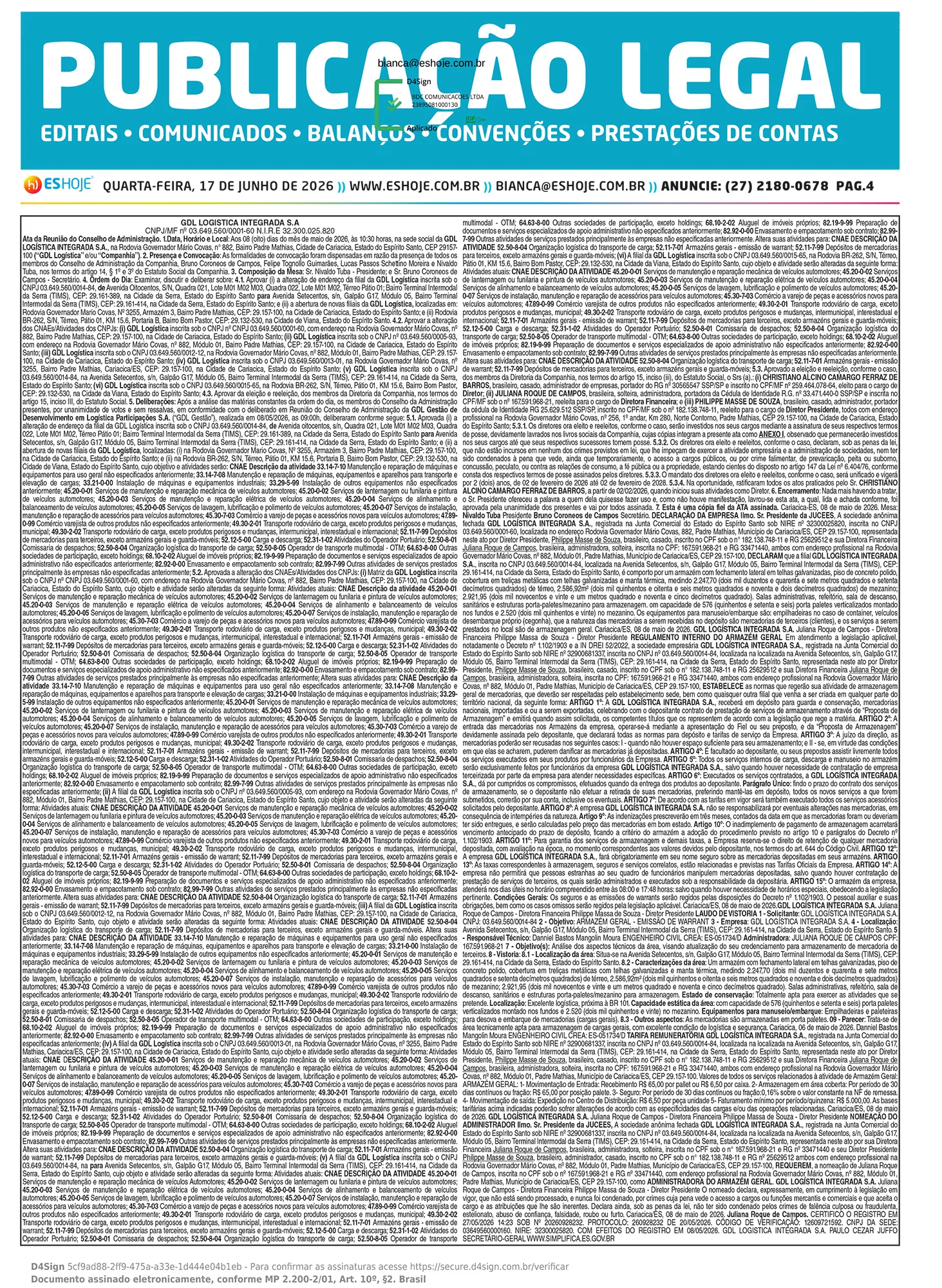 Publicação Legal 17/06/2026