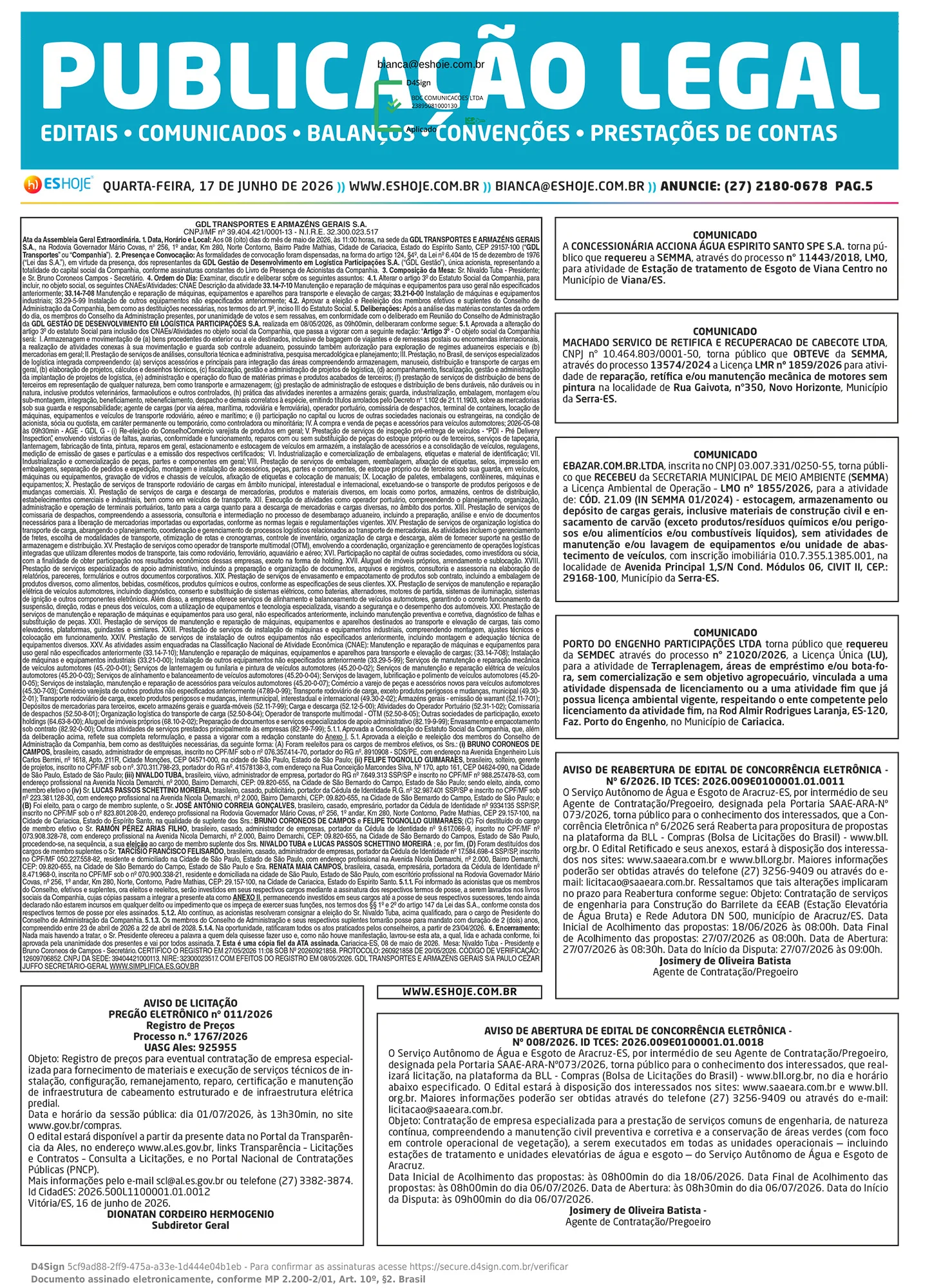 Publicação Legal 17/06/2026