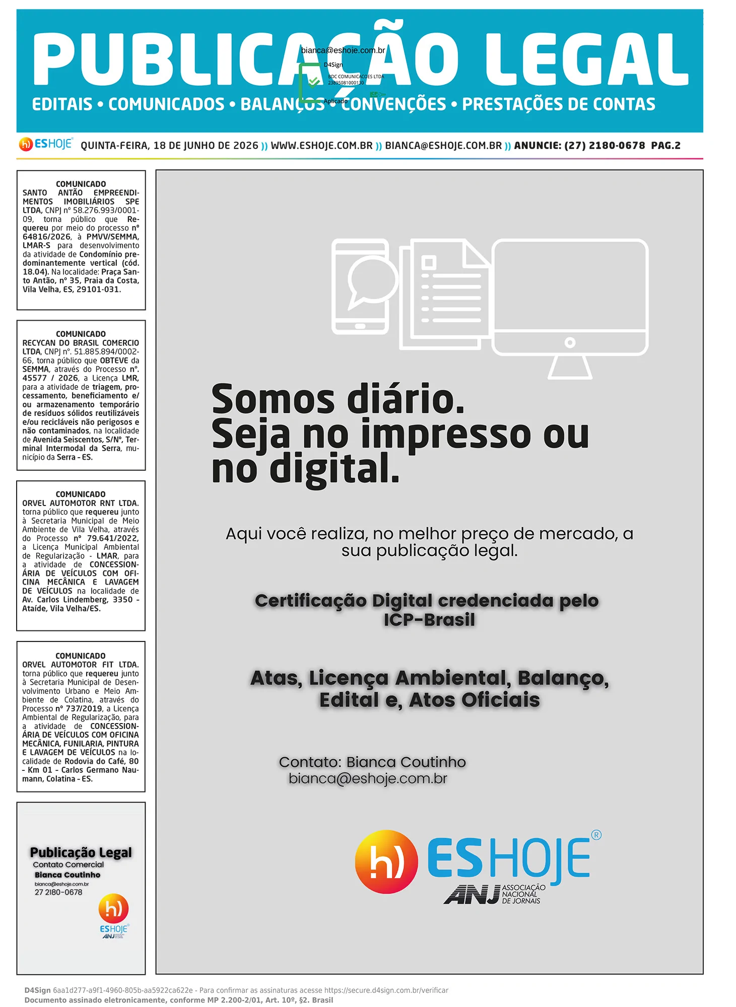 Publicação Legal 18/06/2026