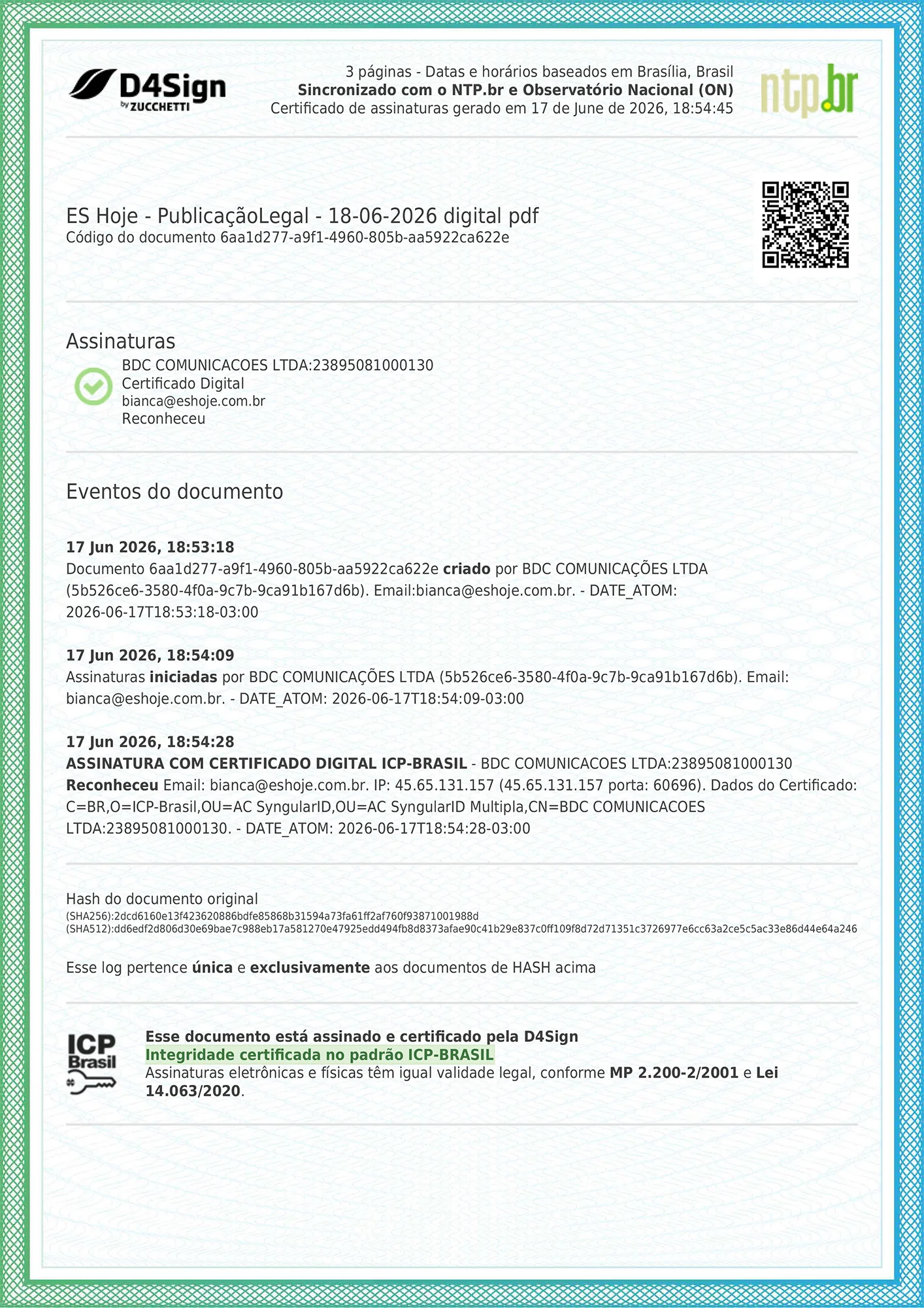 Publicação Legal 18/06/2026