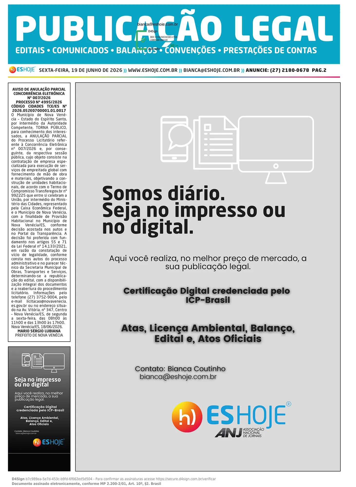 Publicação Legal 19/06/2026