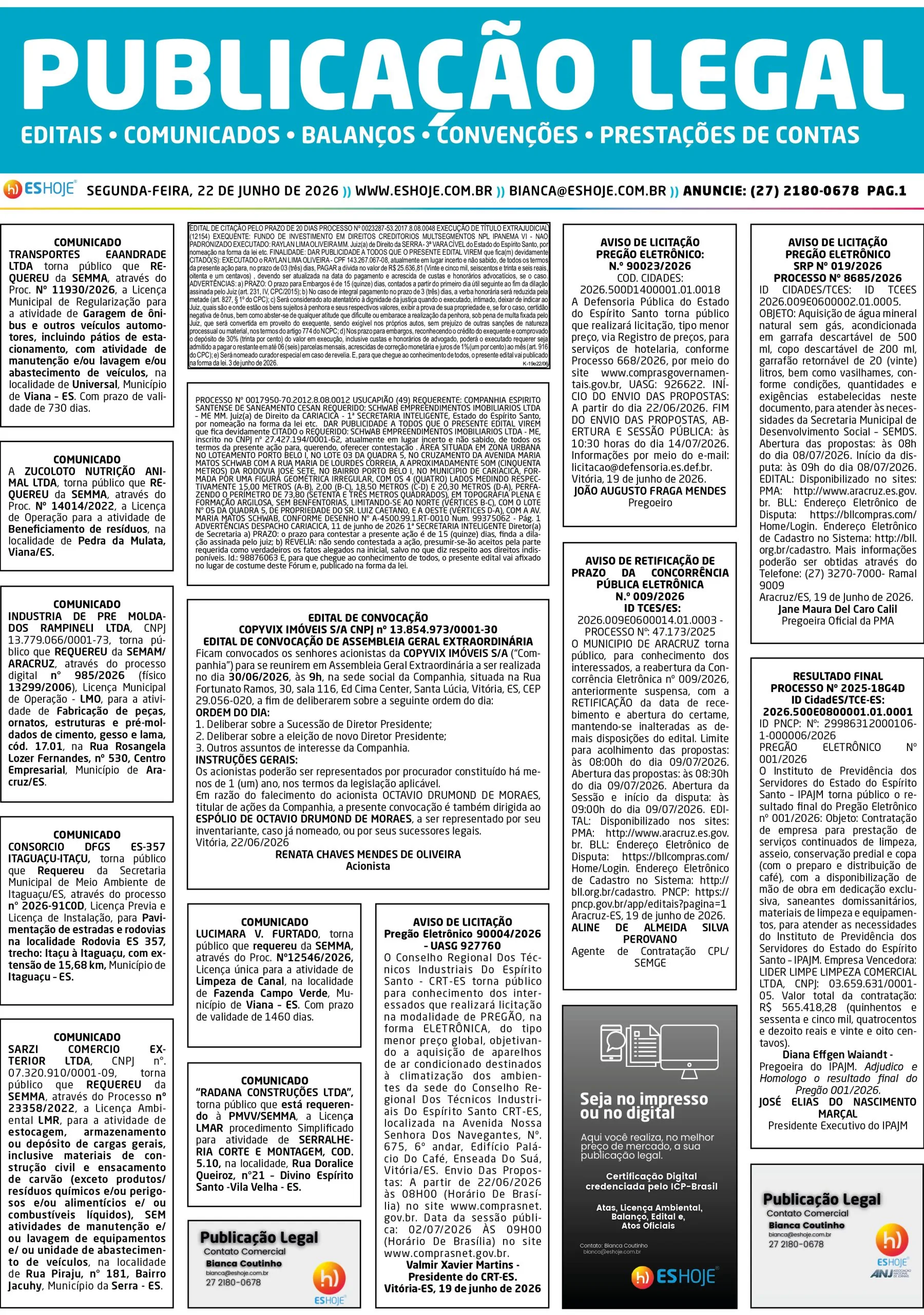 Publicação Legal 22/06/2026