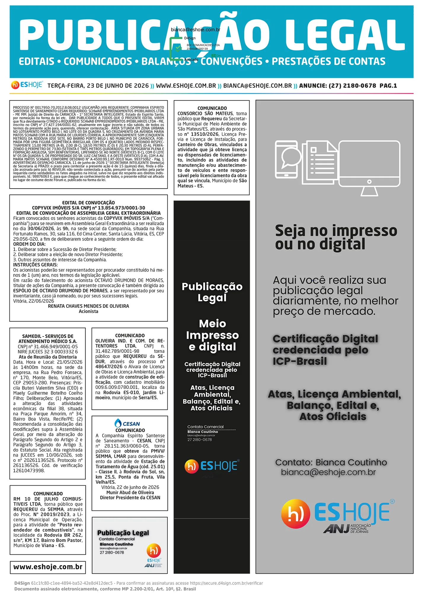 Publicação Legal 23/06/2026