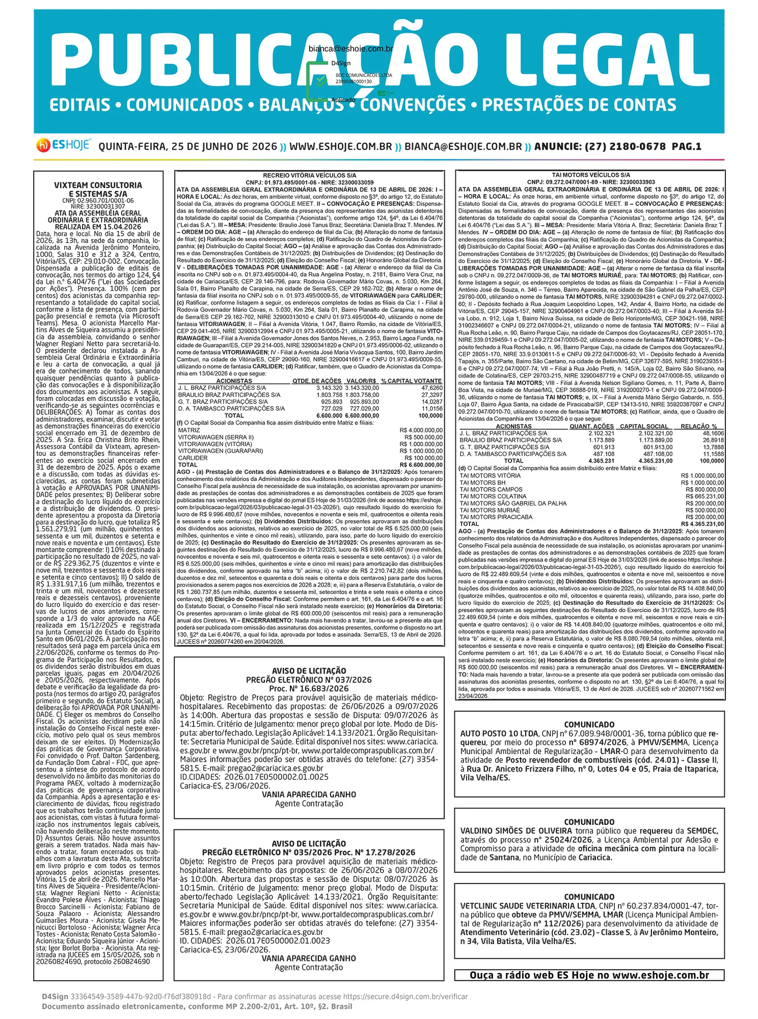 Publicação Legal 25/06/2026