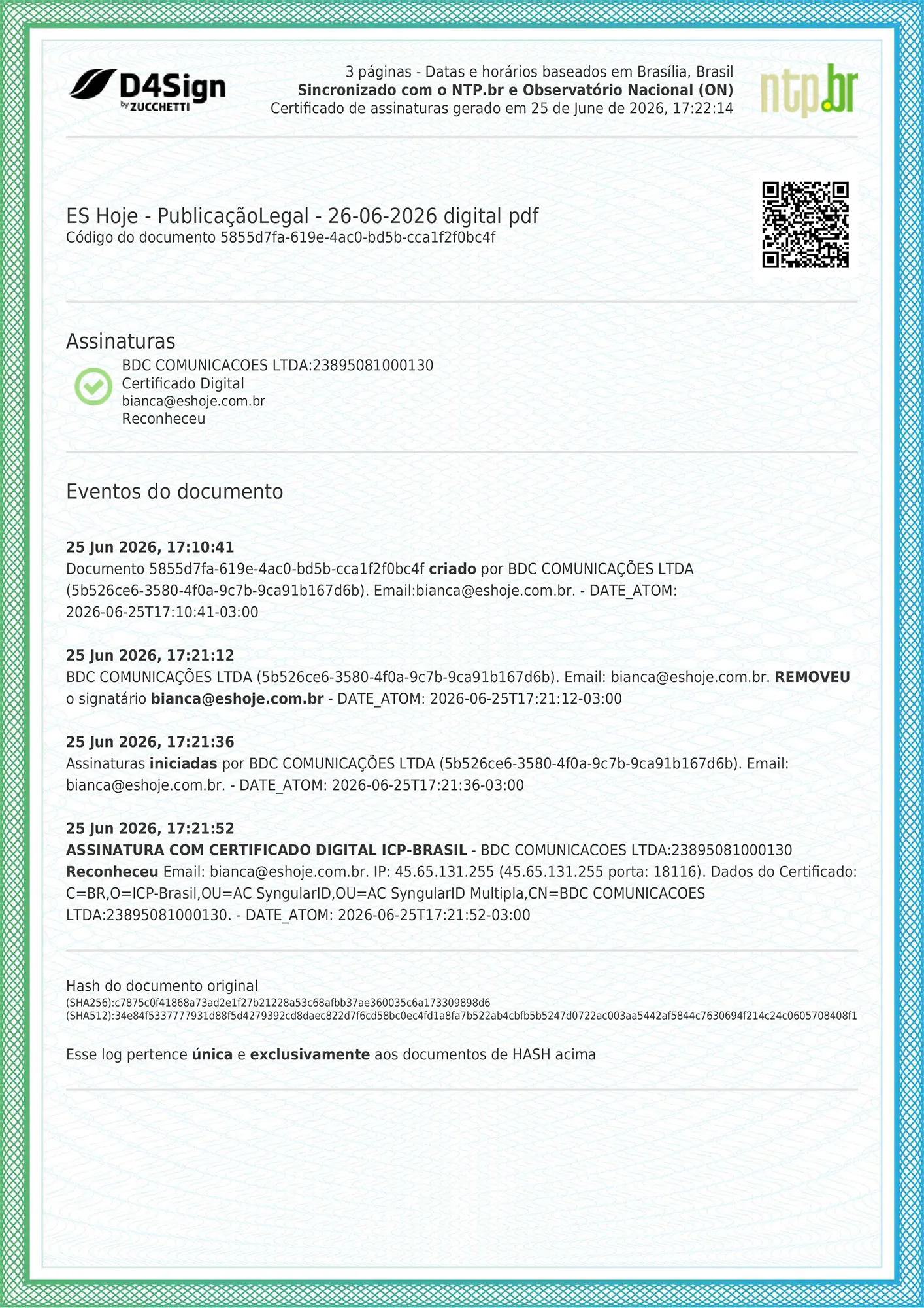 Publicação Legal 26/06/2026