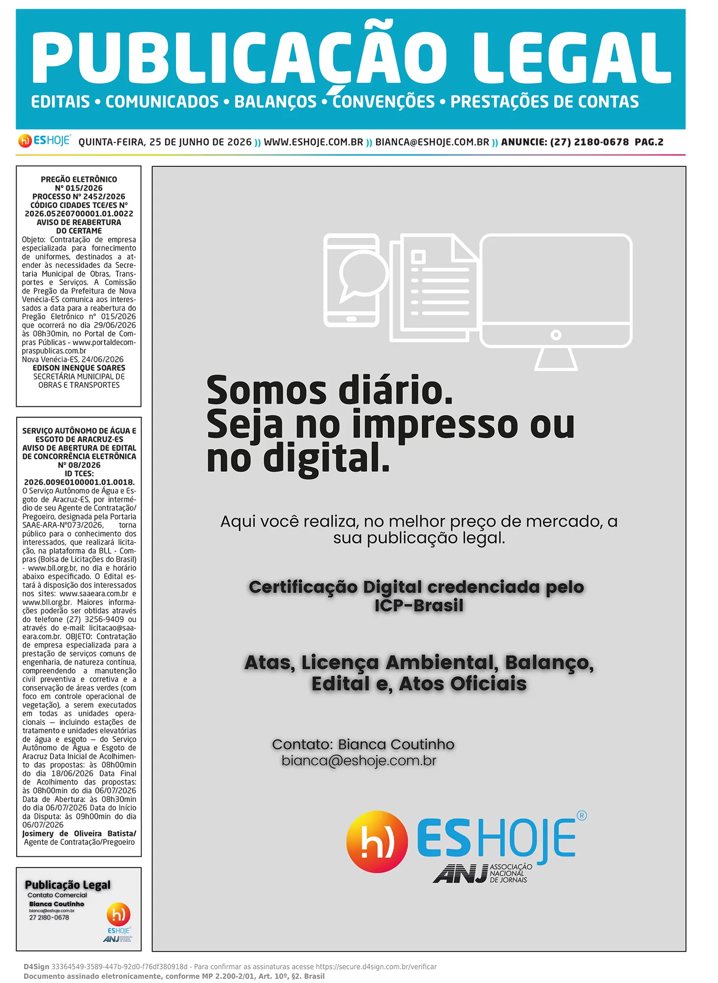 Publicação Legal 25/06/2026