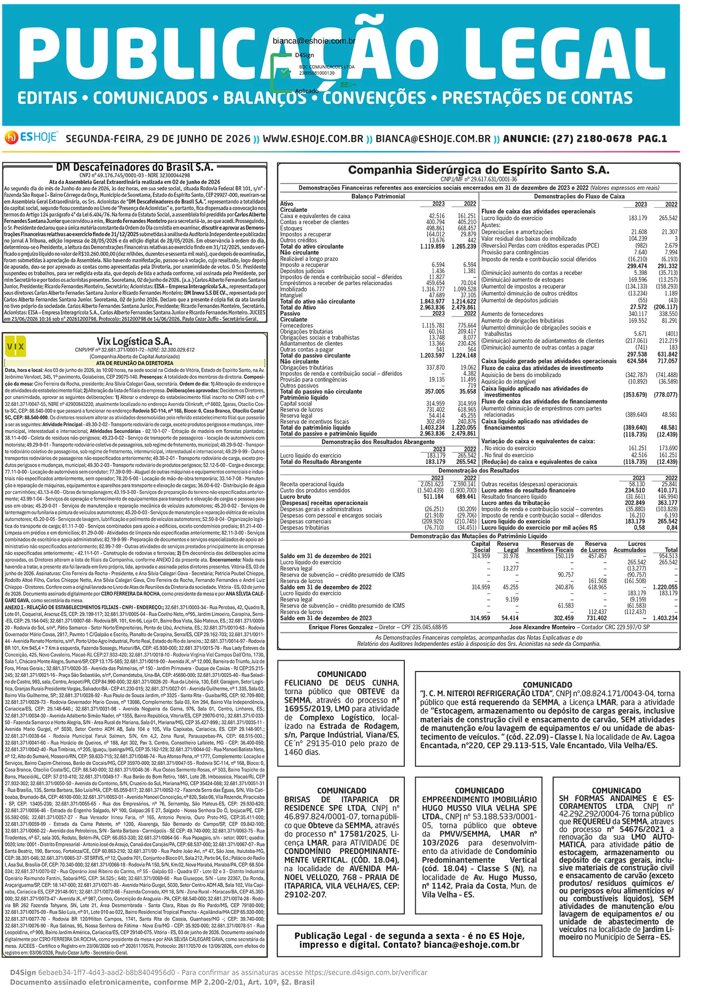 Publicação Legal 29/06/2026