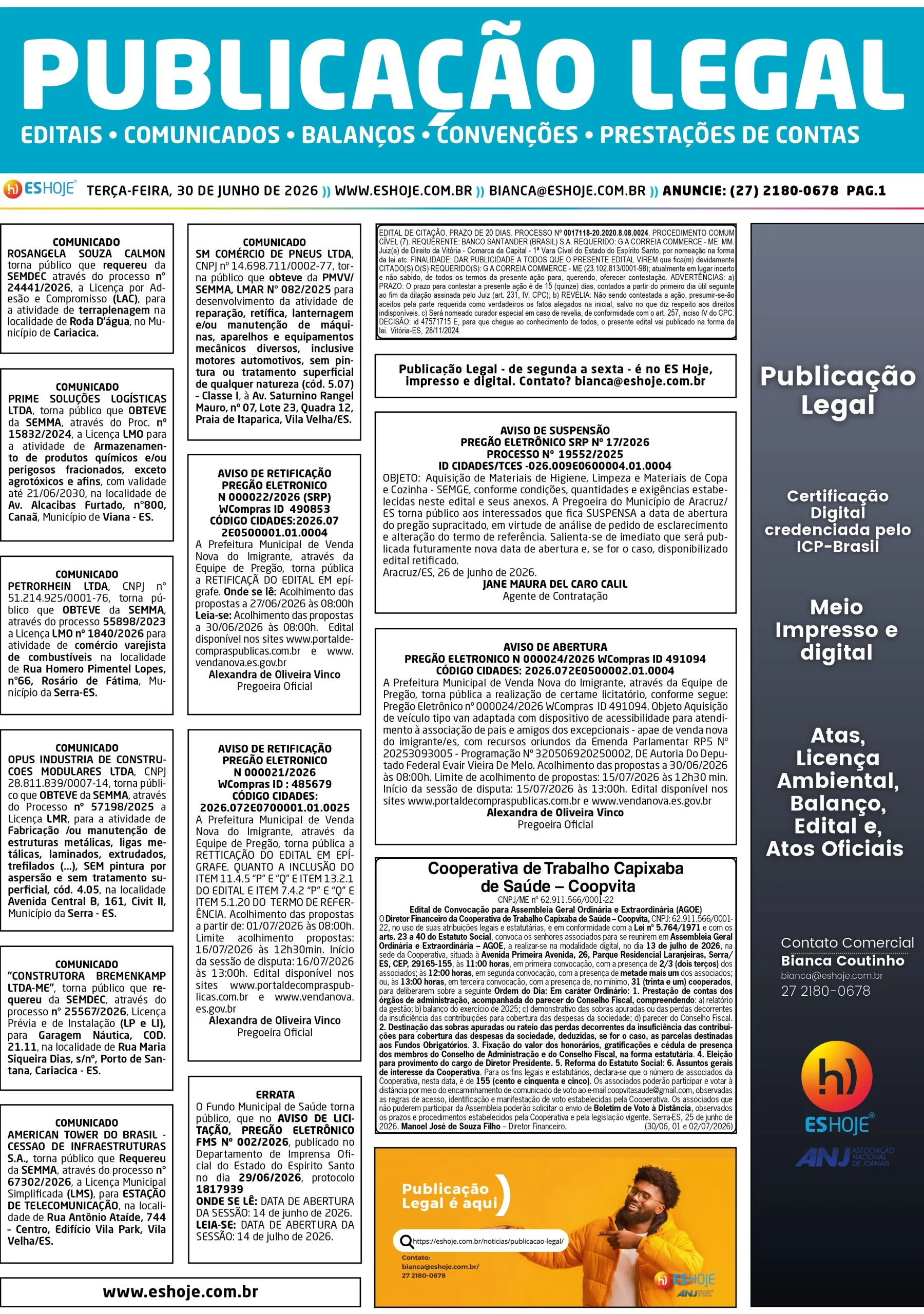 Publicação Legal 30/06/2026