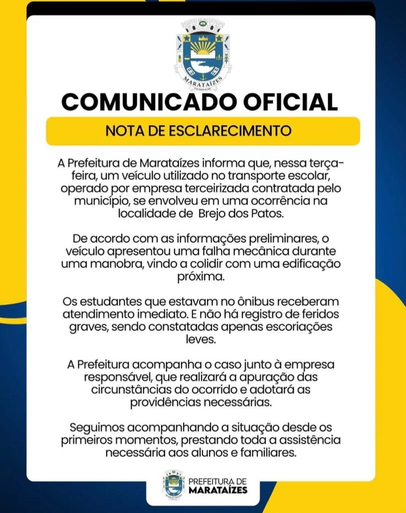 Falha mecânica e perda de controle provocam acidentes com ônibus escolares em Marataízes