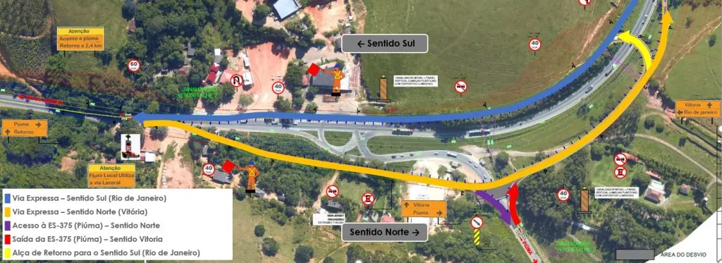 Obra na BR-101 muda trajeto de quem sai de Piúma