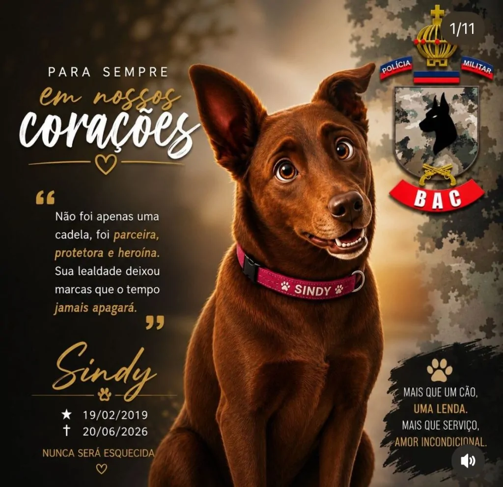Sindy: após 16 dias internada, morre cadela policial atropelada em operação contra o tráfico Sindy: após 16 dias internada, morre cadela policial atropelada em operação contra o tráfico