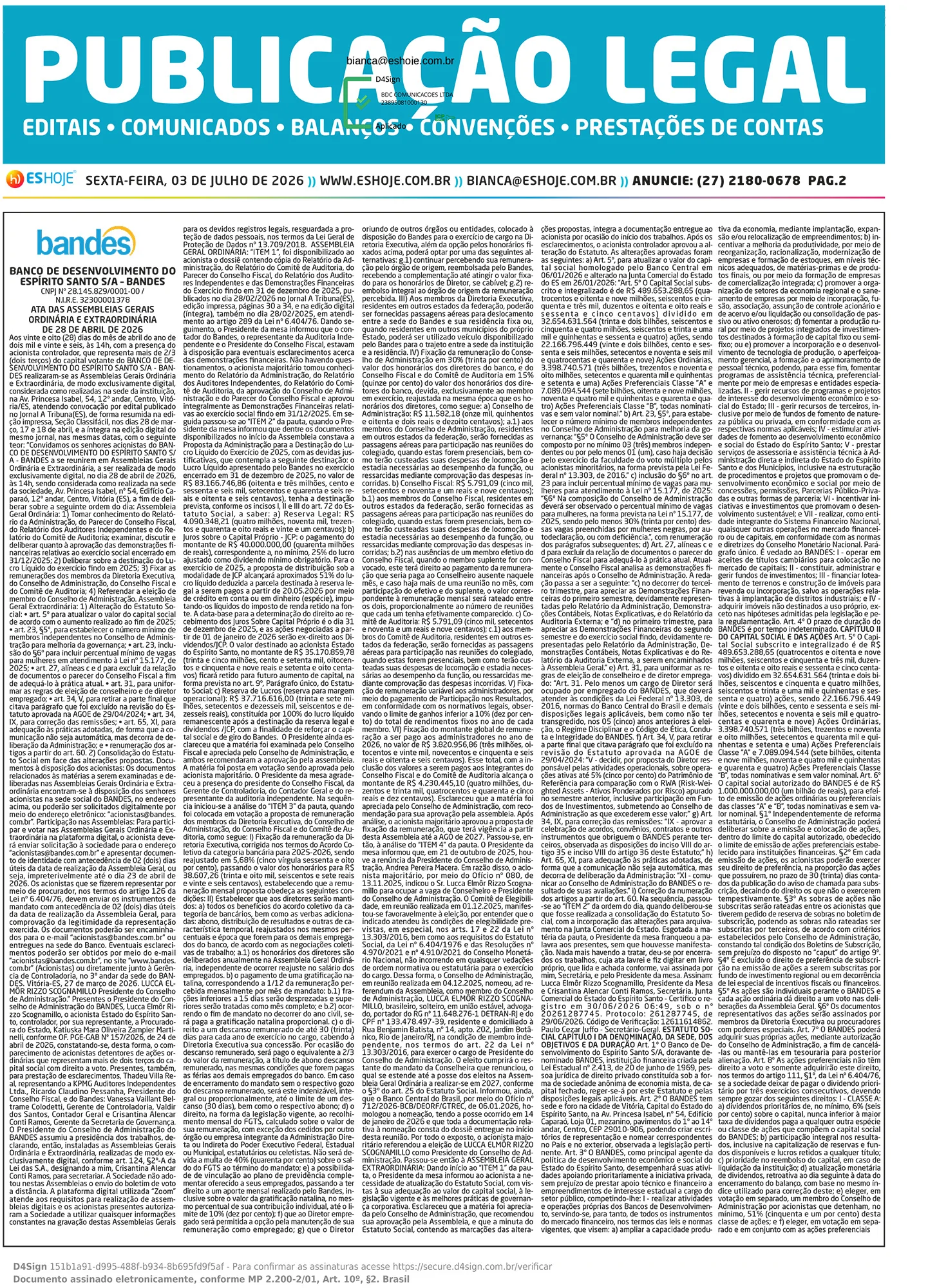 Publicação Legal 03/07/2026