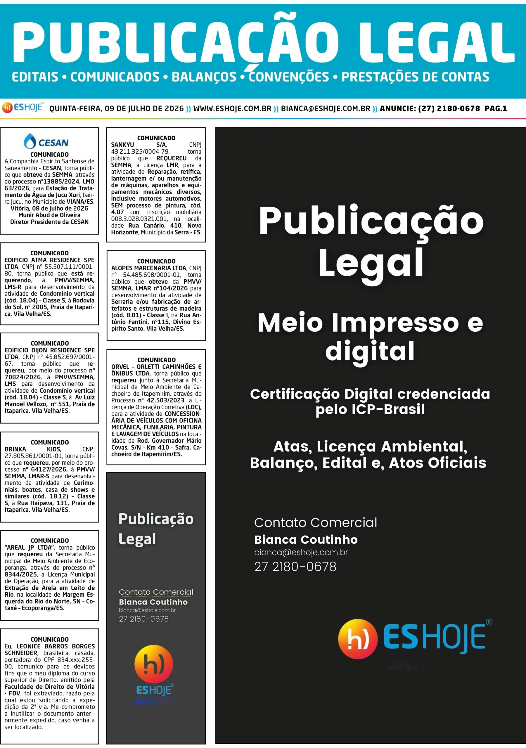 Publicação Legal 09/07/2026