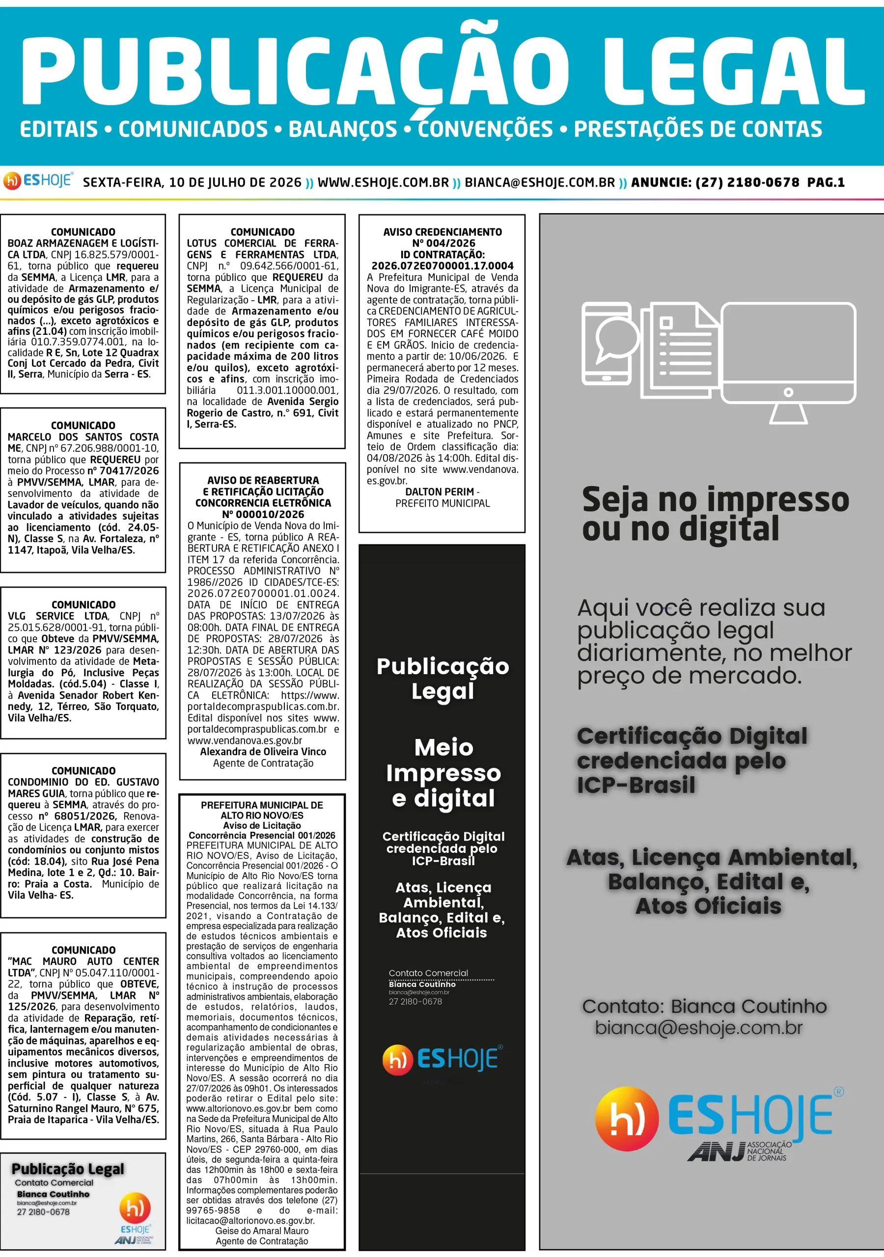 Publicação Legal 10/07/2026