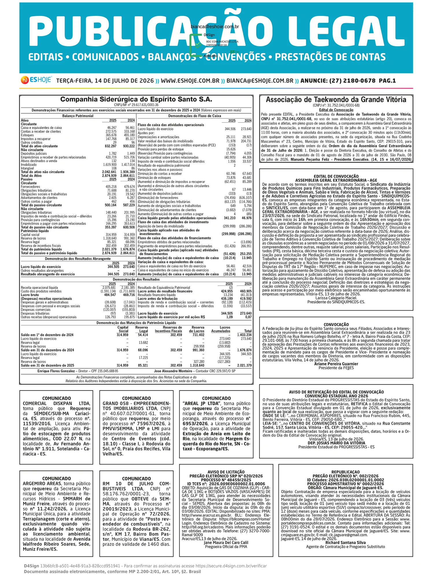 Publicação Legal 14/07/2026
