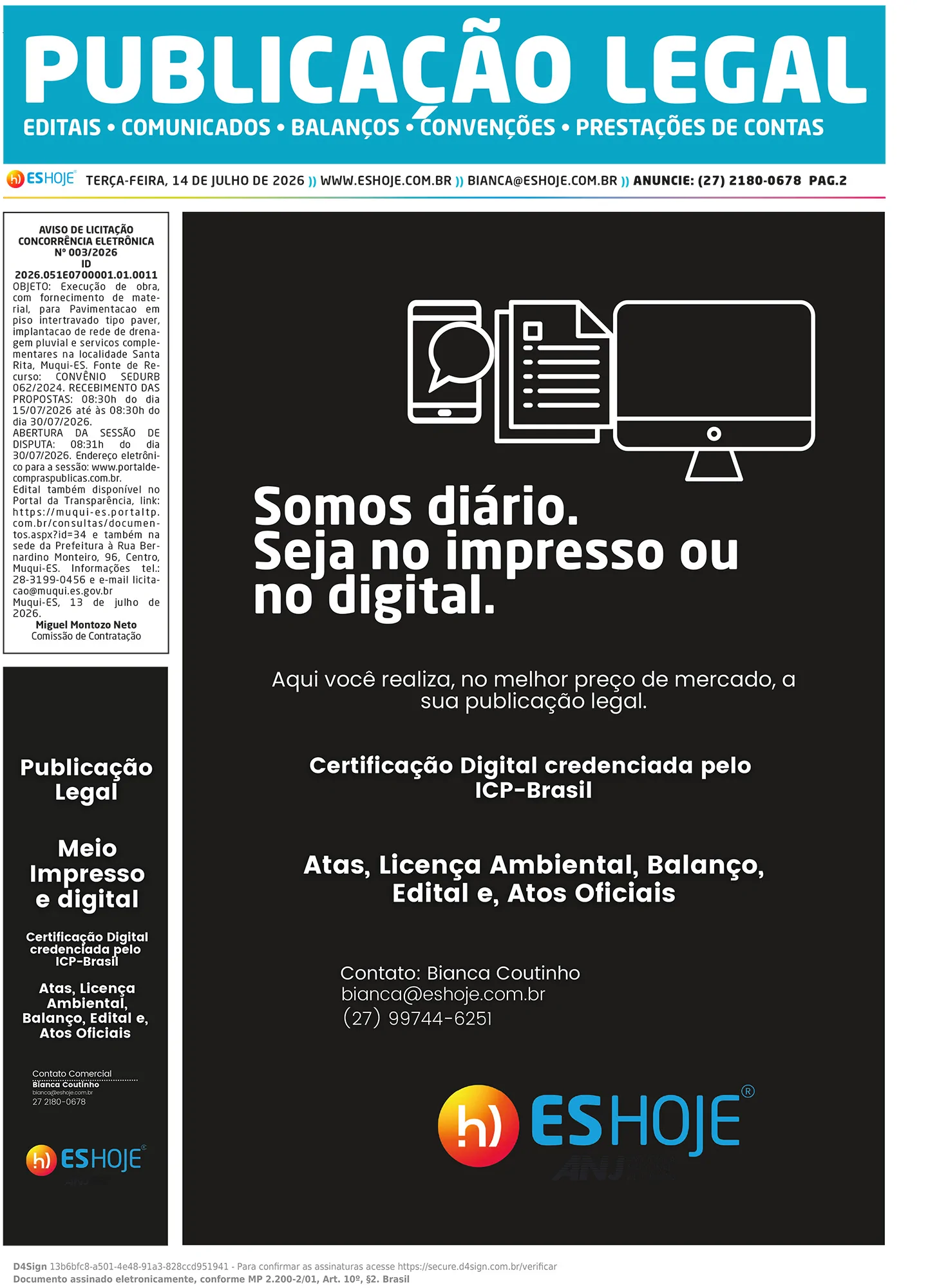Publicação Legal 14/07/2026