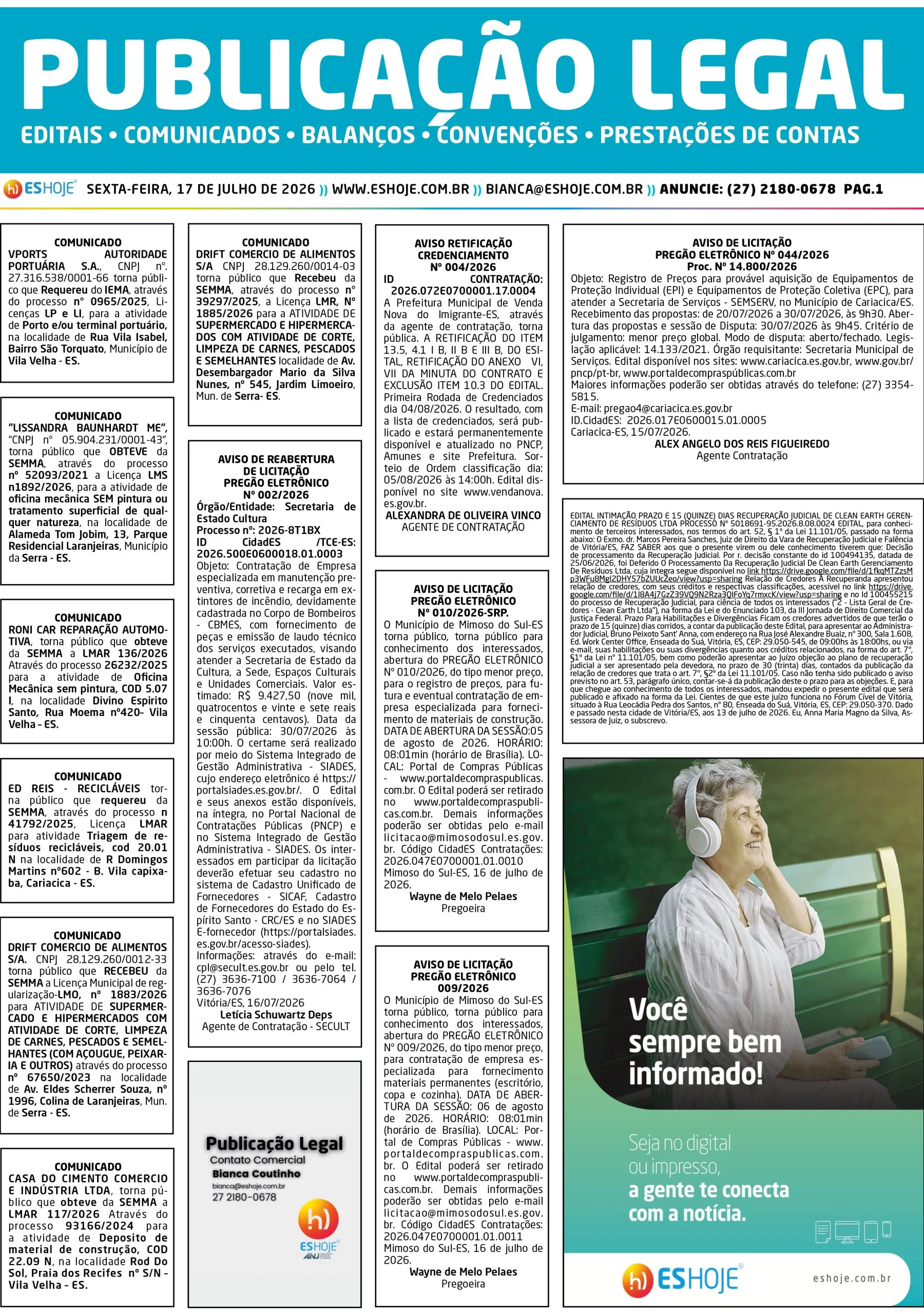Publicação Legal 17/07/2026