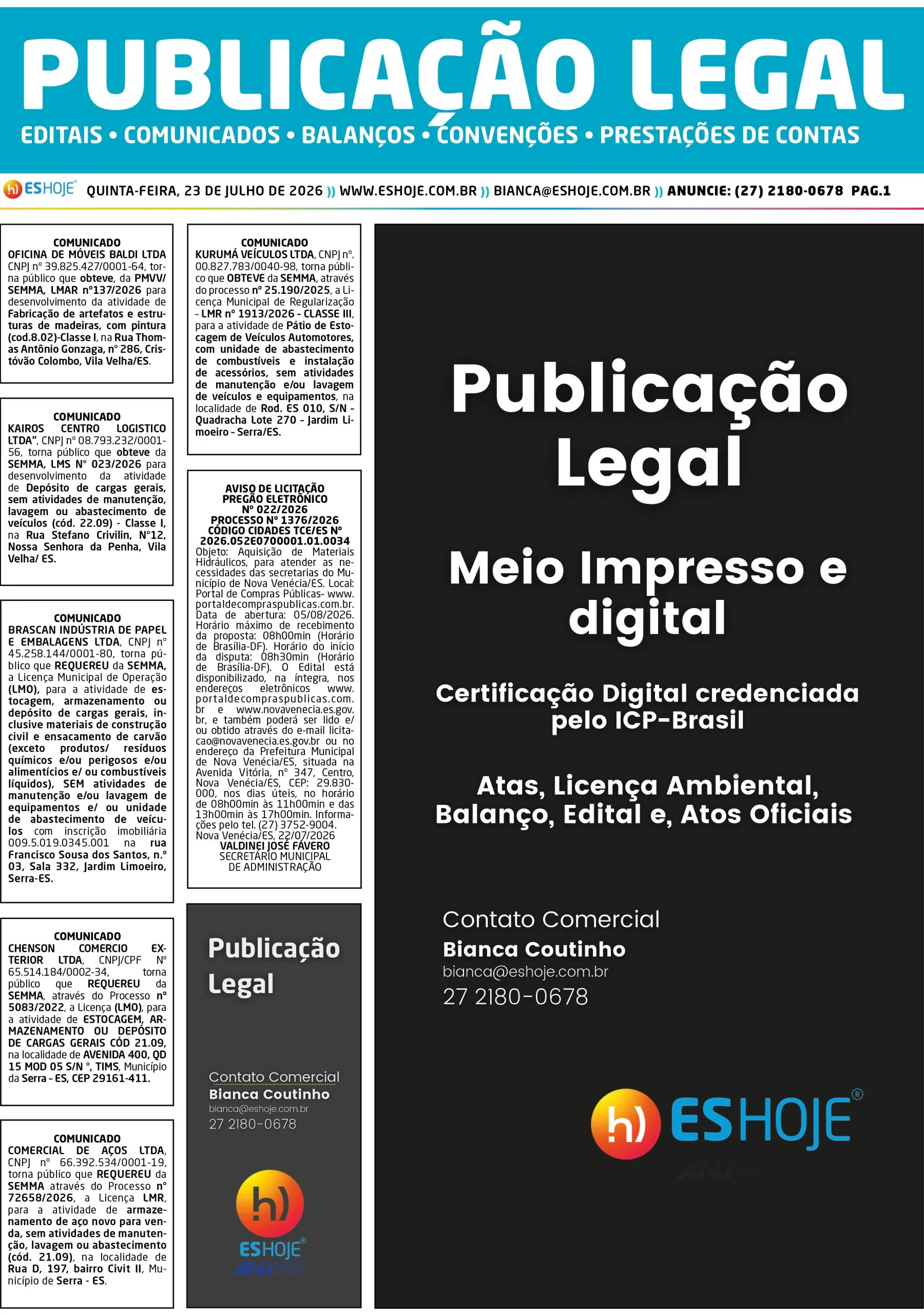 Publicação Legal 23/07/2026