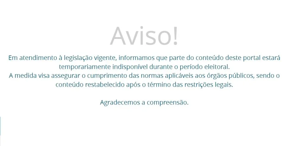 Eleições 2026: Sites de governo e Ales ficam suspensos