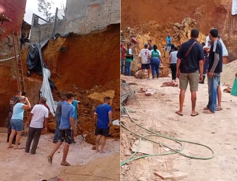 VÍDEO | Muro desaba em Cariacica e pessoas ficam soterradas