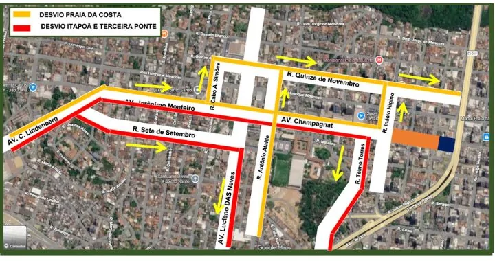 Avenida Champagnat segue interditada; veja como fica o trânsito em Vila Velha