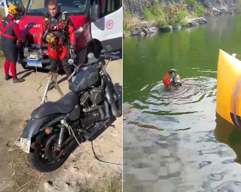 moto de luxo submersa
