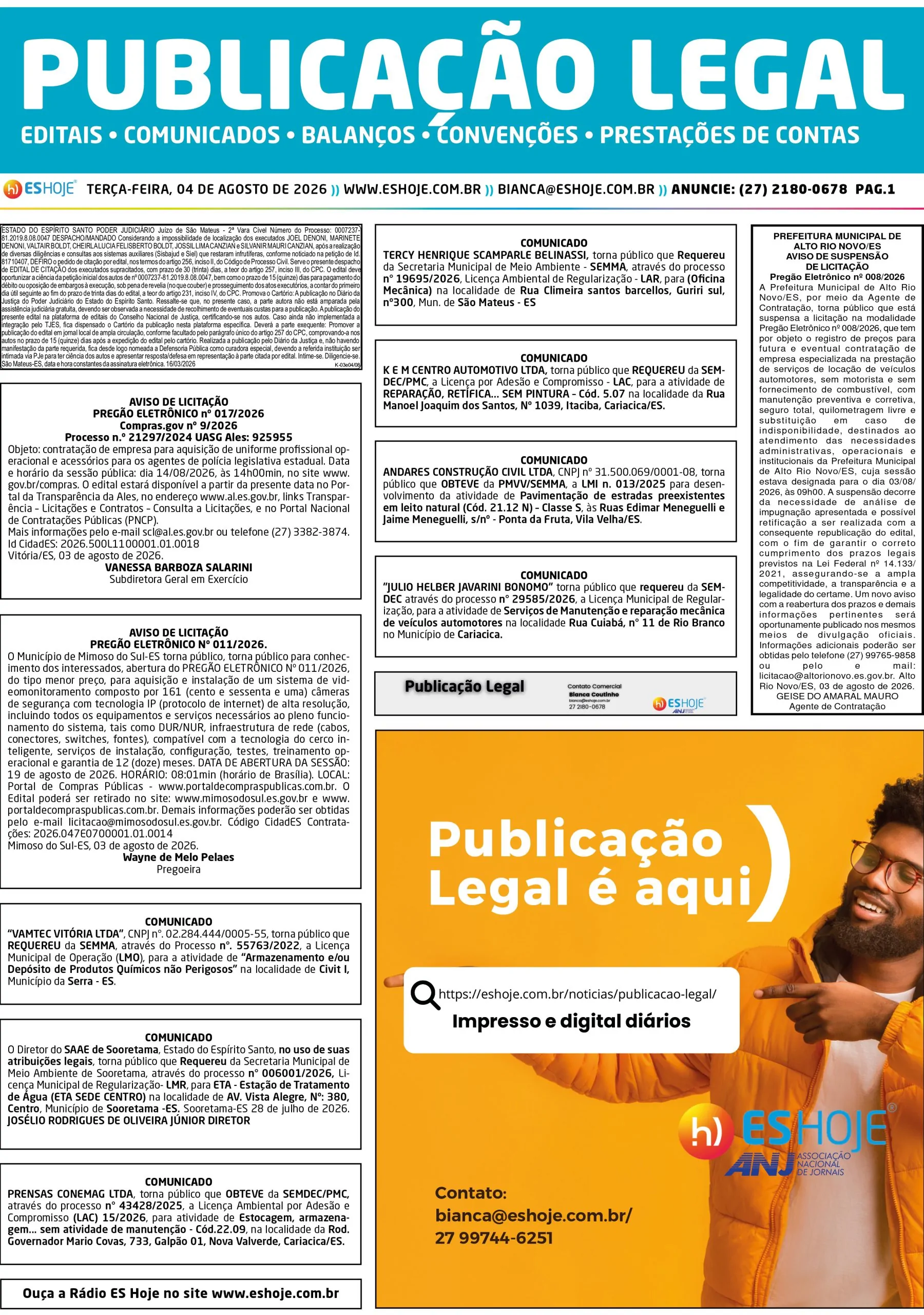 Publicação Legal 04/08/2026
